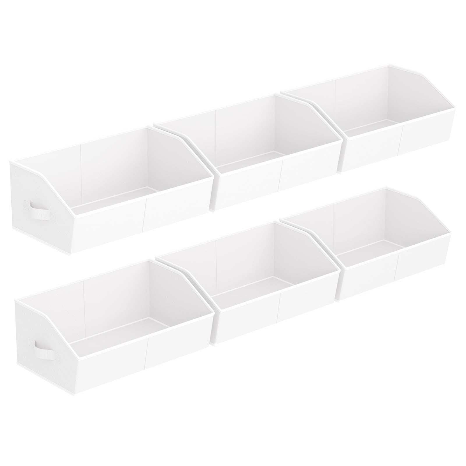 Closet Organizers Bins 6 Packs - Large Closet Shelf Organizer with Handles, Fabric Trapezoid Storage Bins, Collapsible Storage Cubes for Clothes, Towels, Light Gray
