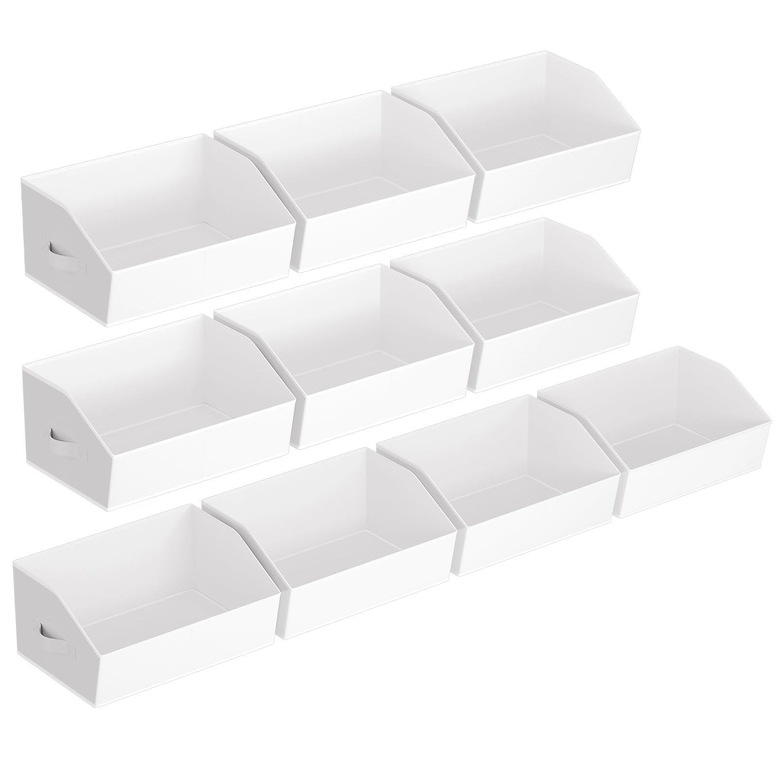 Closet Organizers Bins 6 Packs - Large Closet Shelf Organizer with Handles, Fabric Trapezoid Storage Bins, Collapsible Storage Cubes for Clothes, Towels, Light Gray