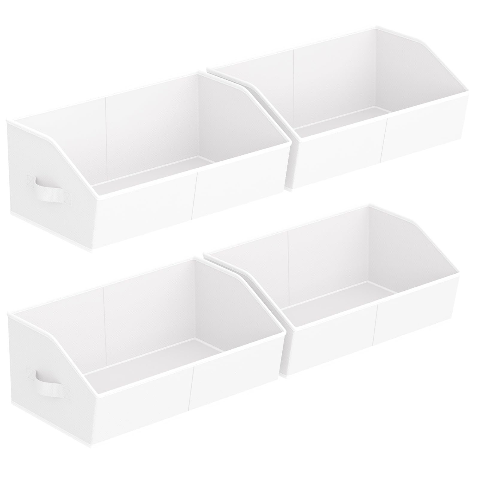 Closet Organizers Bins 6 Packs - Large Closet Shelf Organizer with Handles, Fabric Trapezoid Storage Bins, Collapsible Storage Cubes for Clothes, Towels, Light Gray