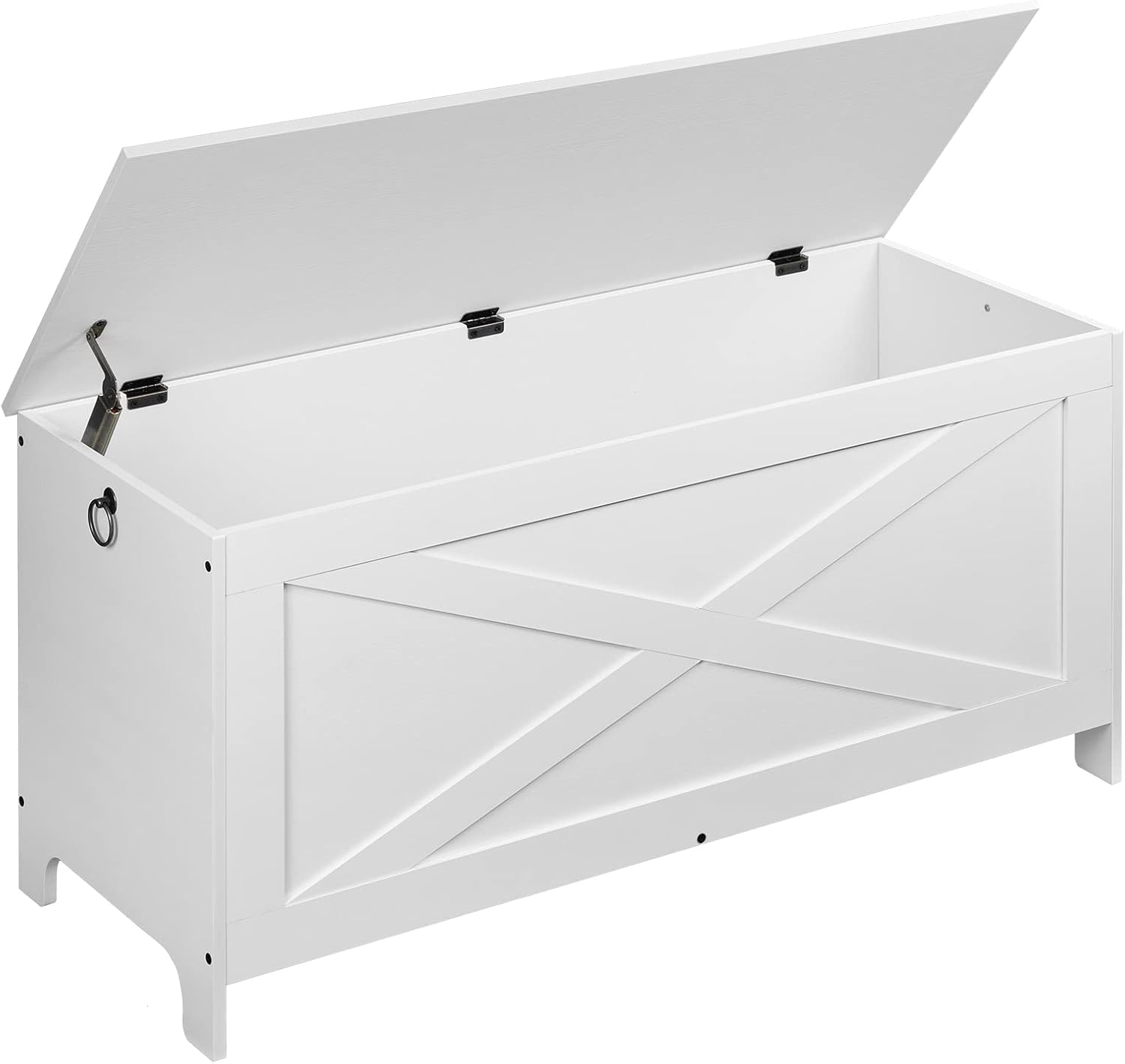 39.4" Toy Chest, Sturdy Entryway Storage Chest with Safety Hinges, Retro Toy Box, Wooden Look Accent Furniture for Living Room, Bedroom, White SCWT48101Z1