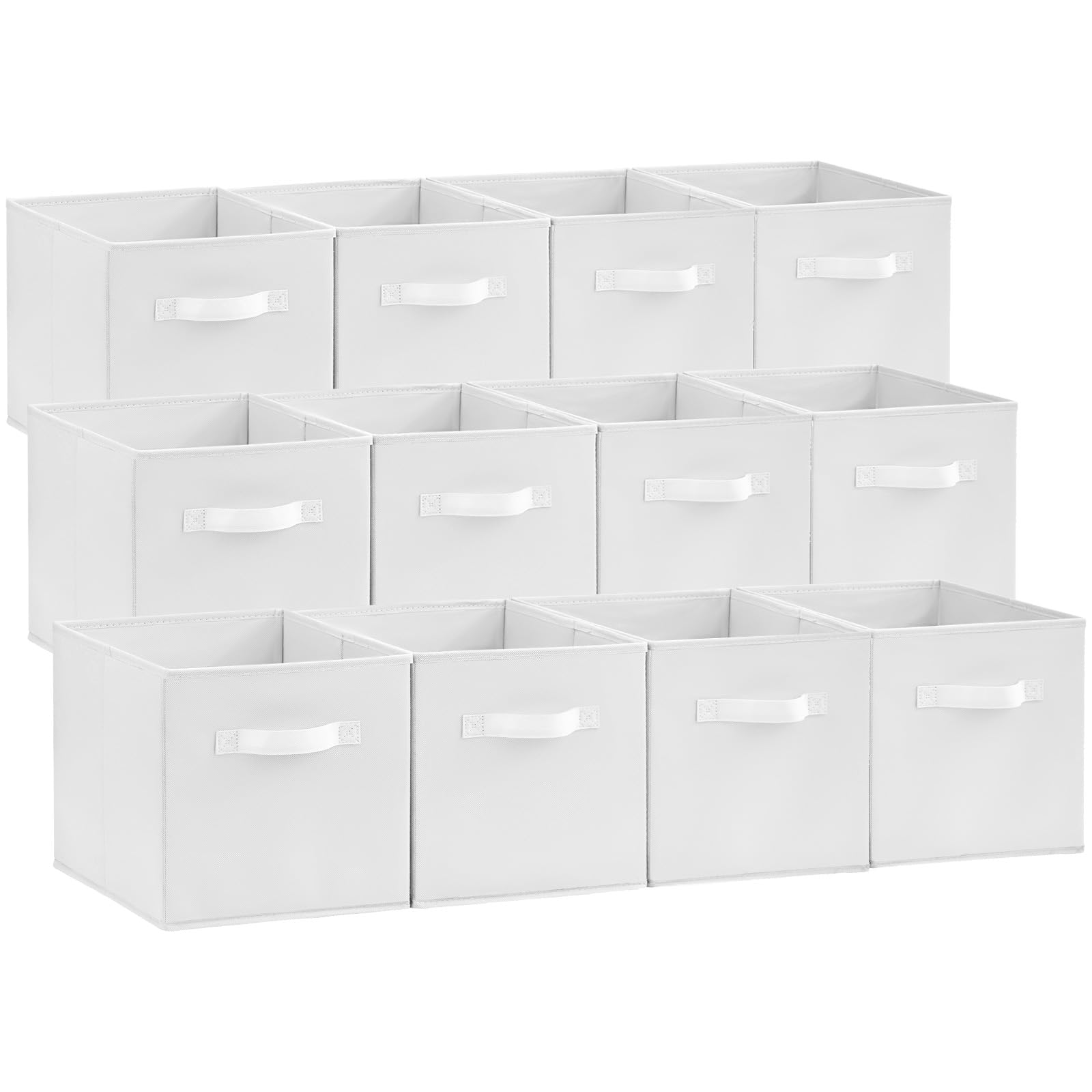 Lifewit Storage Cubes, Foldable Decorative Fabric Storage Baskets for Organizing Home Organizers with Handles for Shelves, Closet, 11 Inch Bins, 18L Gray, 12 Packs