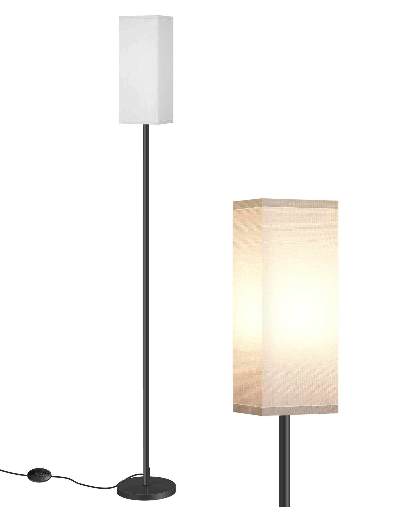 Set of 2 Floor Lamps for Living Room, Modern Tall Standing Lamps with Foot Switches, Bulb Not Included, 64.6'', for Living Room, Bedroom, Kids Room, ETL Listed, Beige and Black E07LDP205W1