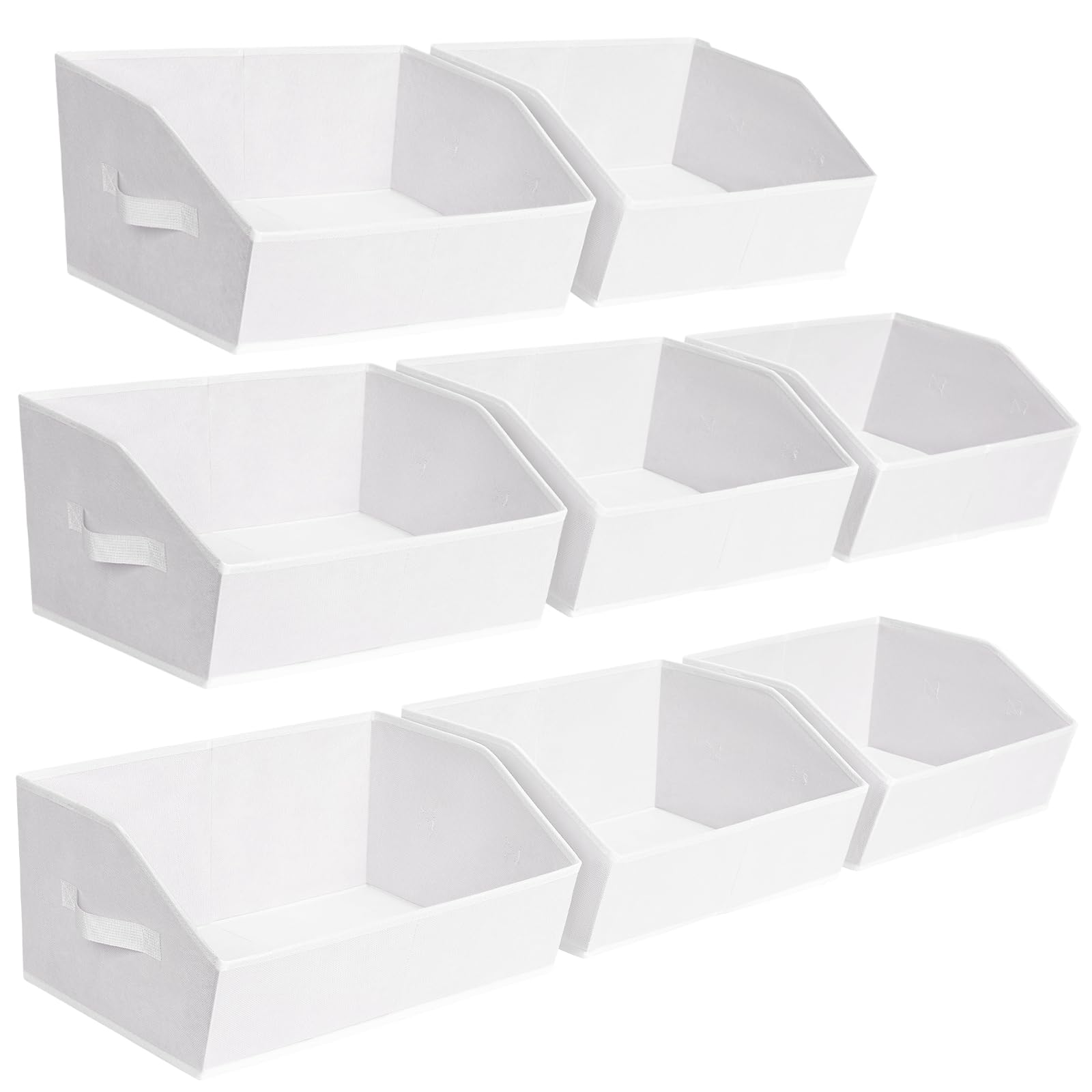 Closet Organizers Bins 6 Packs - Large Closet Shelf Organizer with Handles, Fabric Trapezoid Storage Bins, Collapsible Storage Cubes for Clothes, Towels, Light Gray