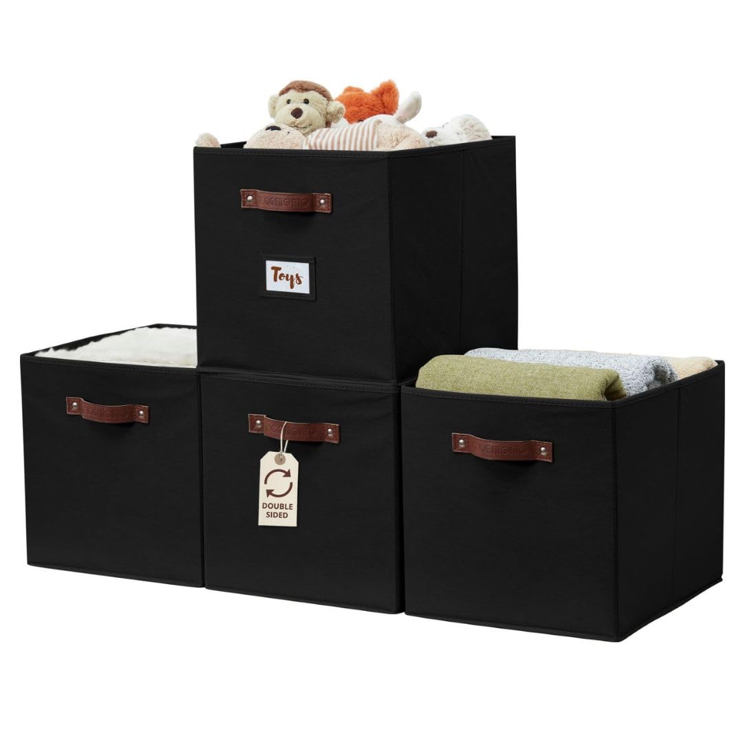 DECOMOMO Storage Bins, Cube Storage Bin with Labels, Fabric Storage Cubes for Shelves (10.5" x 11" / 6pcs, Sage Green)