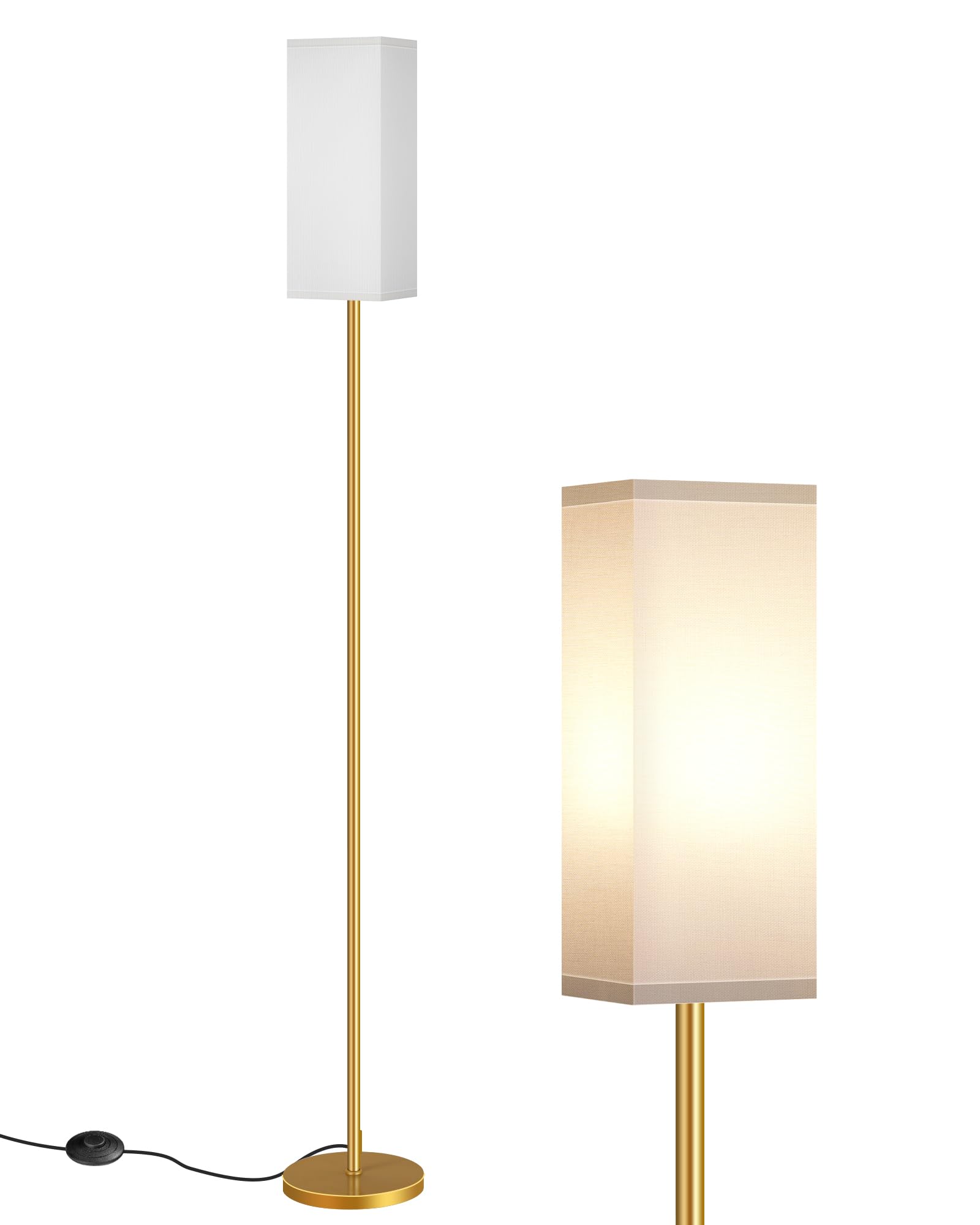 Set of 2 Floor Lamps for Living Room, Modern Tall Standing Lamps with Foot Switches, Bulb Not Included, 64.6'', for Living Room, Bedroom, Kids Room, ETL Listed, Beige and Black E07LDP205W1