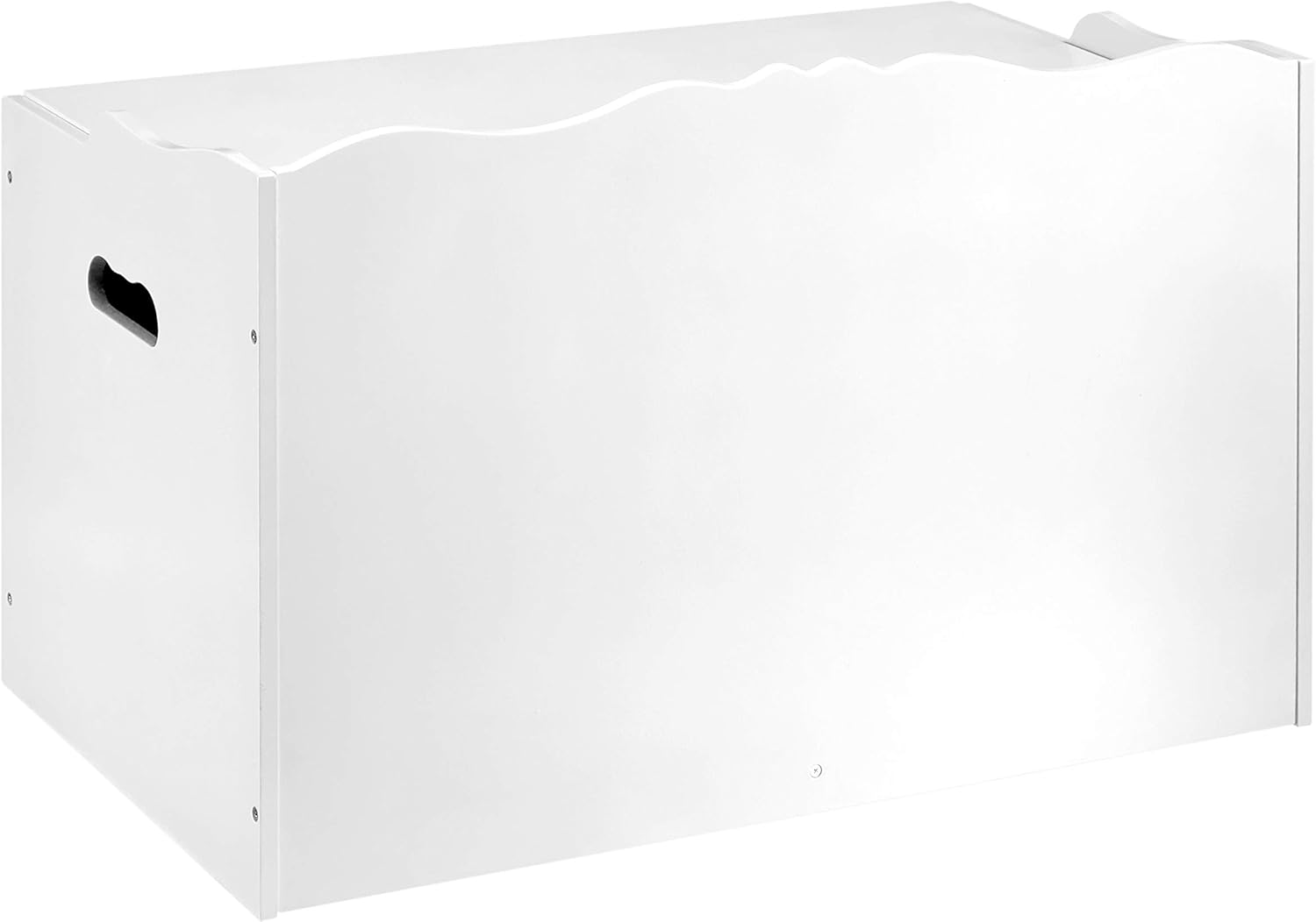 Amazon Basics Kids Wooden Toy Storage Chest with Safety Lid, Spacious Organizer for Bedroom, White, 30" x 18" x 19"