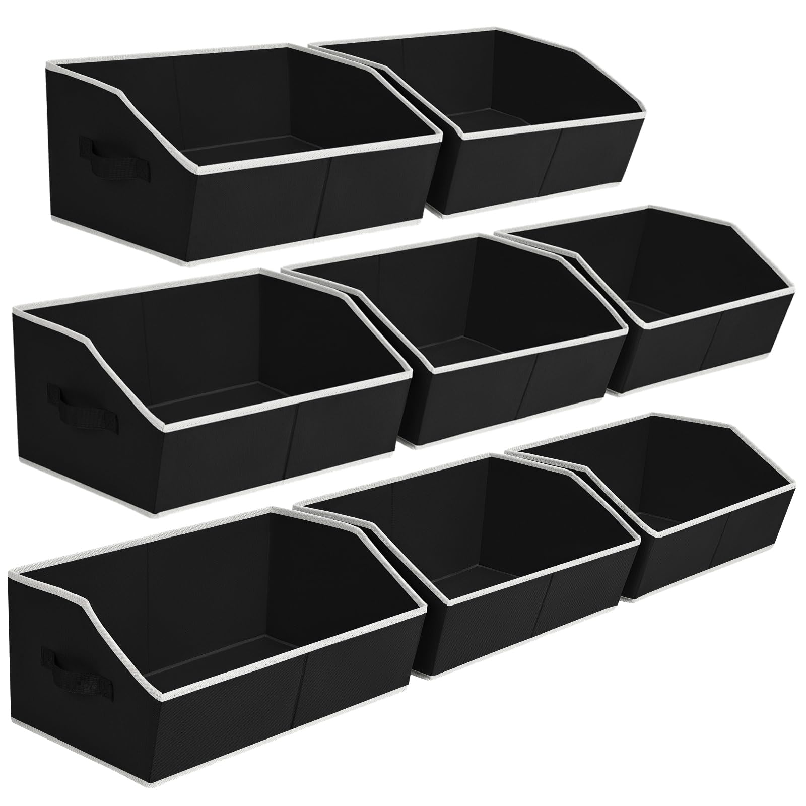 Closet Organizers Bins 6 Packs - Large Closet Shelf Organizer with Handles, Fabric Trapezoid Storage Bins, Collapsible Storage Cubes for Clothes, Towels, Light Gray