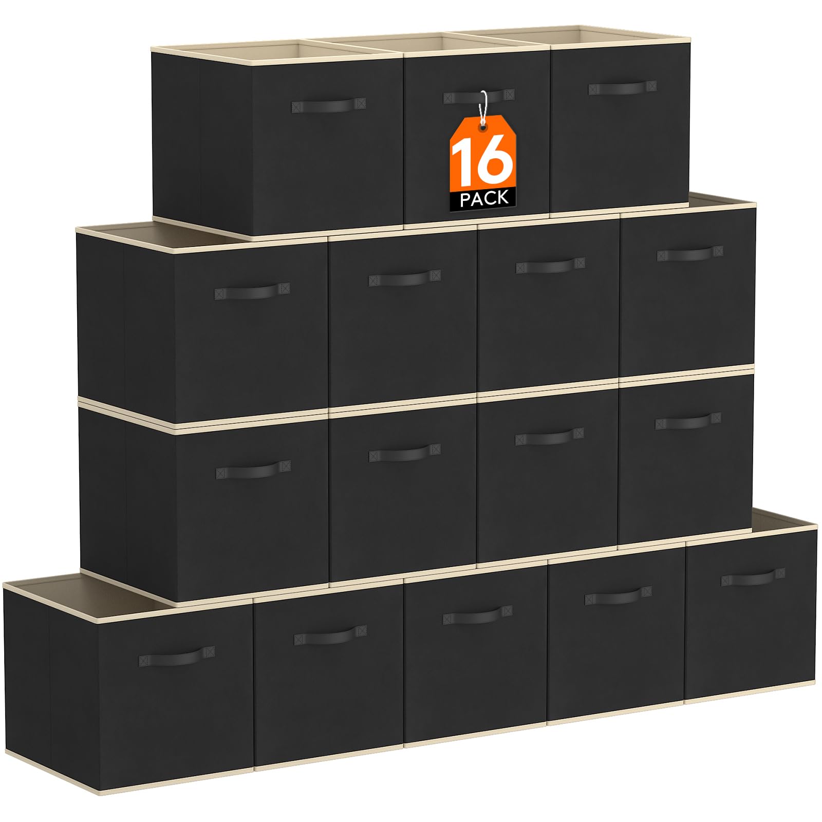 Lifewit Storage Cubes, Foldable Decorative Fabric Storage Baskets for Organizing Home Organizers with Handles for Shelves, Closet, 11 Inch Bins, 18L Gray, 12 Packs