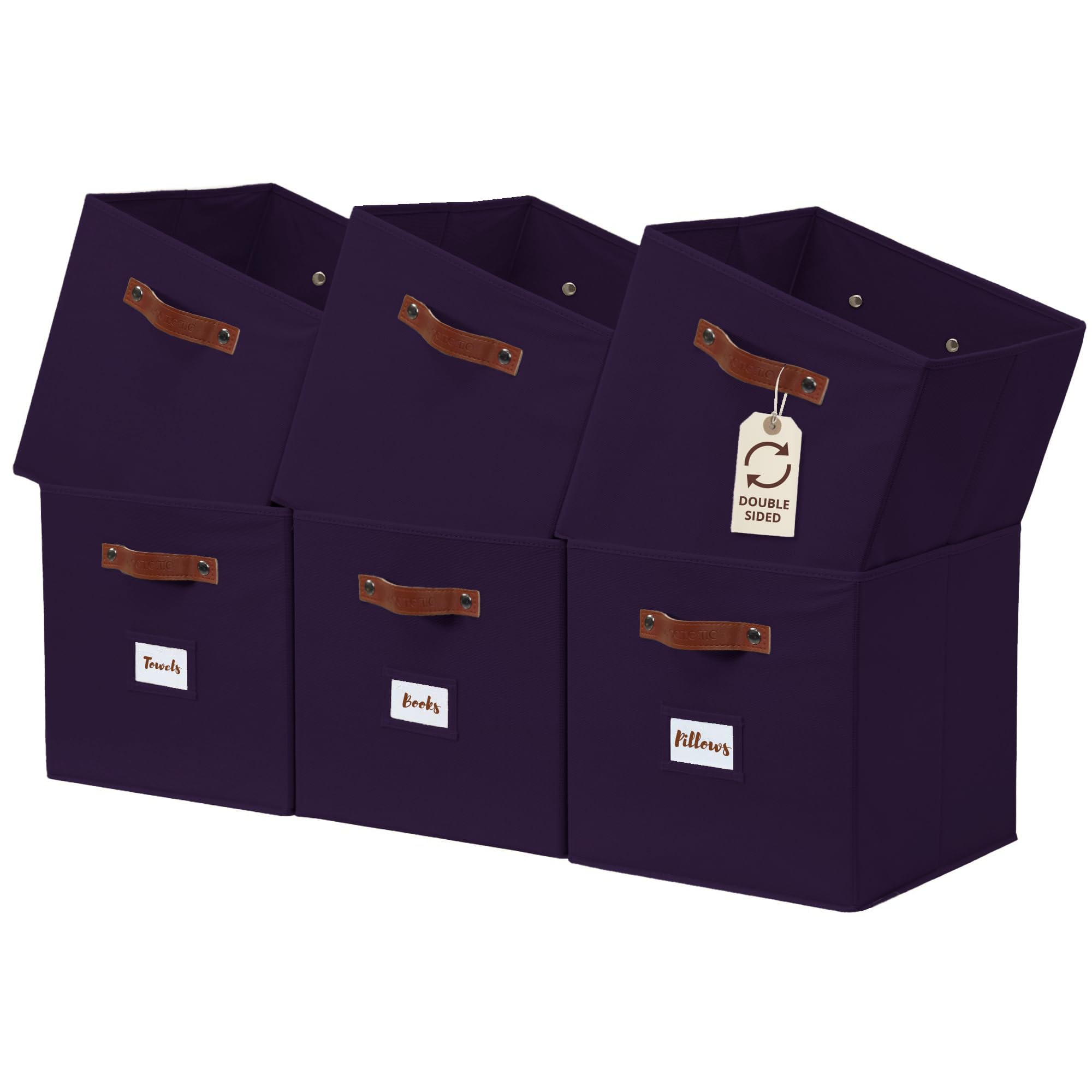 DECOMOMO Storage Bins, Cube Storage Bin with Labels, Fabric Storage Cubes for Shelves (10.5" x 11" / 6pcs, Sage Green)