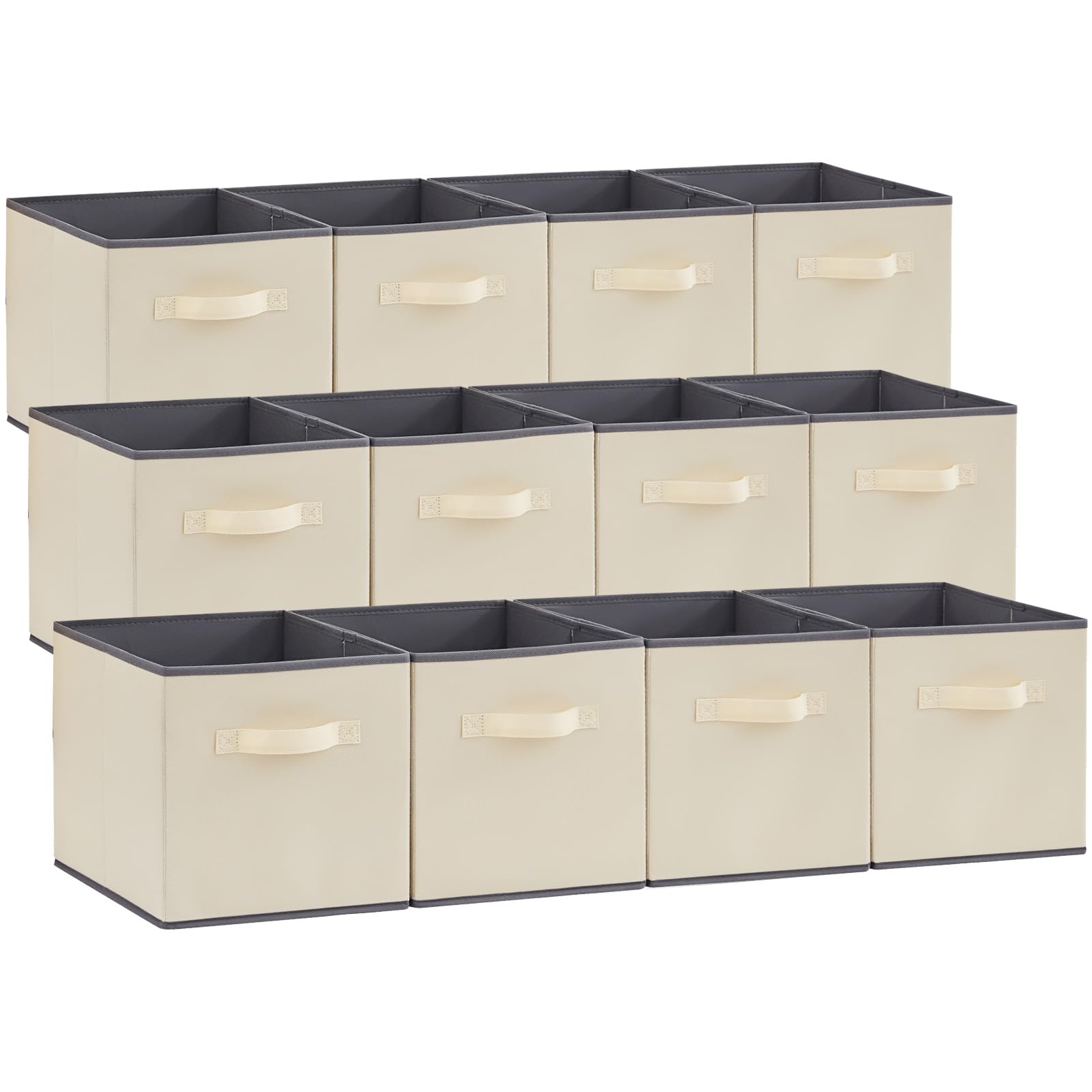 Lifewit Storage Cubes, Foldable Decorative Fabric Storage Baskets for Organizing Home Organizers with Handles for Shelves, Closet, 11 Inch Bins, 18L Gray, 12 Packs