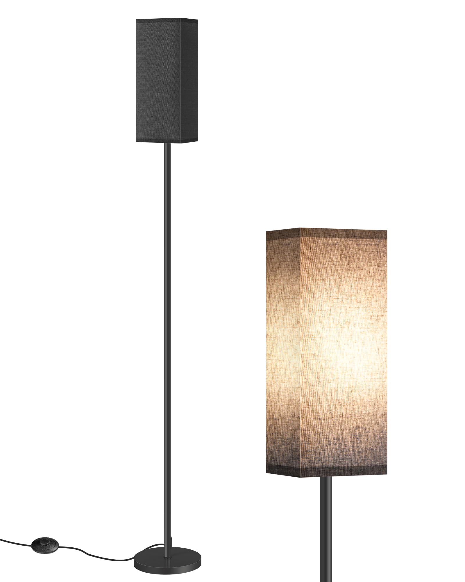 Set of 2 Floor Lamps for Living Room, Modern Tall Standing Lamps with Foot Switches, Bulb Not Included, 64.6'', for Living Room, Bedroom, Kids Room, ETL Listed, Beige and Black E07LDP205W1