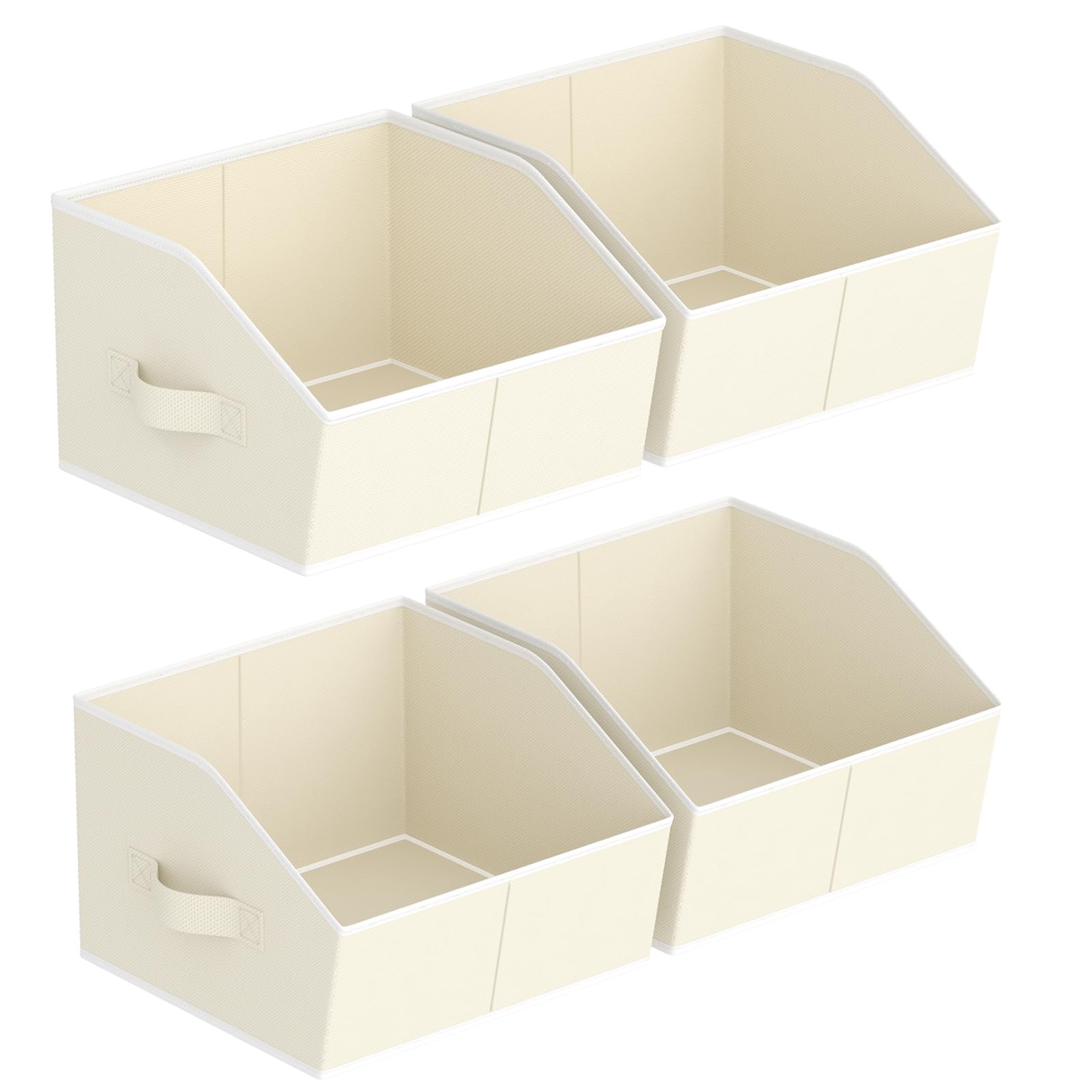 Closet Organizers Bins 6 Packs - Large Closet Shelf Organizer with Handles, Fabric Trapezoid Storage Bins, Collapsible Storage Cubes for Clothes, Towels, Light Gray