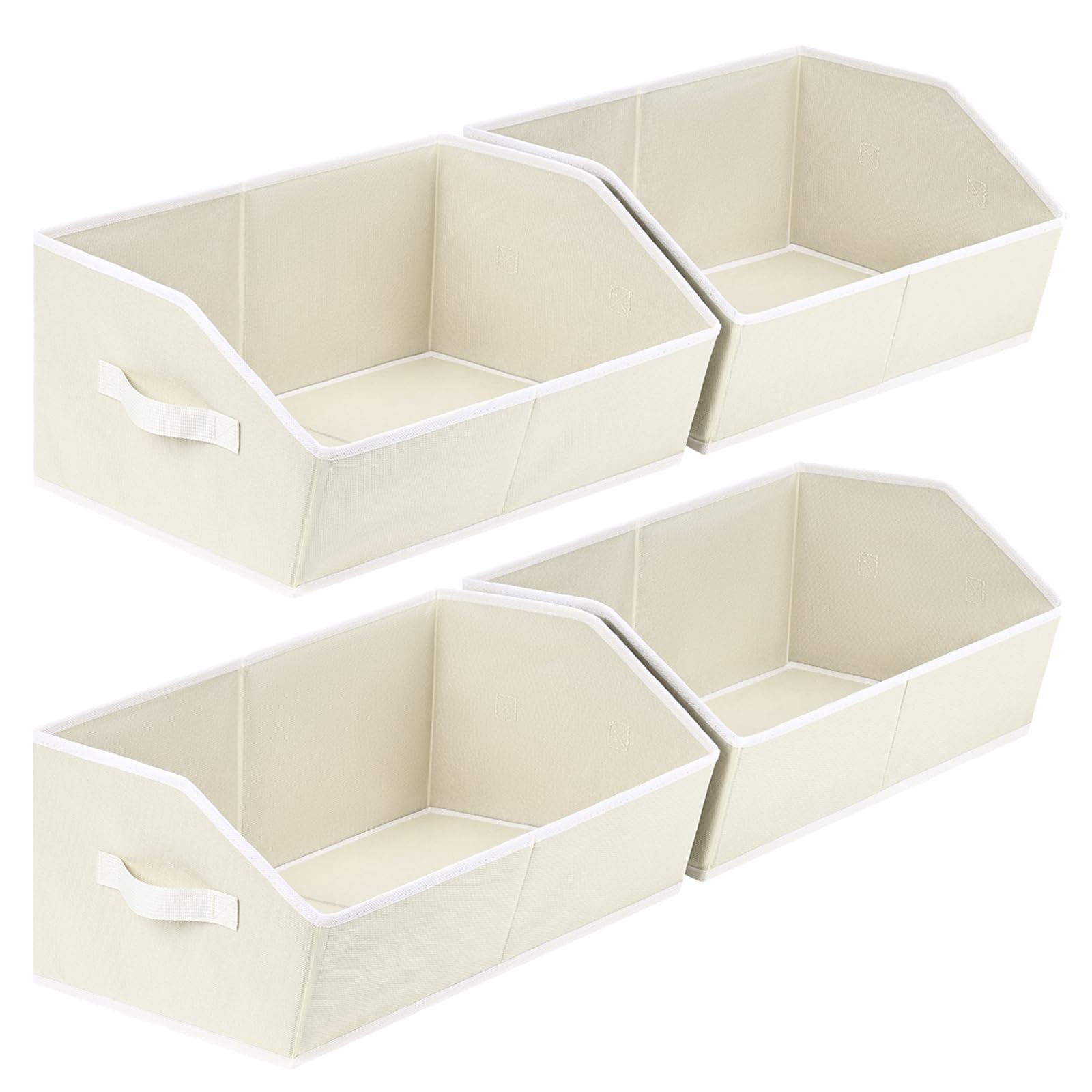 Closet Organizers Bins 6 Packs - Large Closet Shelf Organizer with Handles, Fabric Trapezoid Storage Bins, Collapsible Storage Cubes for Clothes, Towels, Light Gray