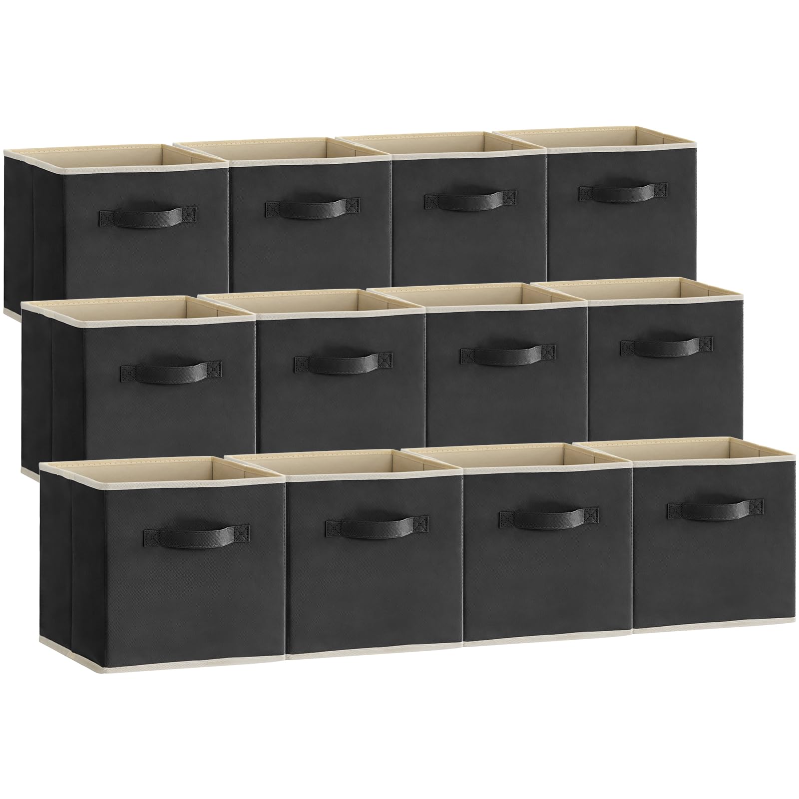 Lifewit Storage Cubes, Foldable Decorative Fabric Storage Baskets for Organizing Home Organizers with Handles for Shelves, Closet, 11 Inch Bins, 18L Gray, 12 Packs