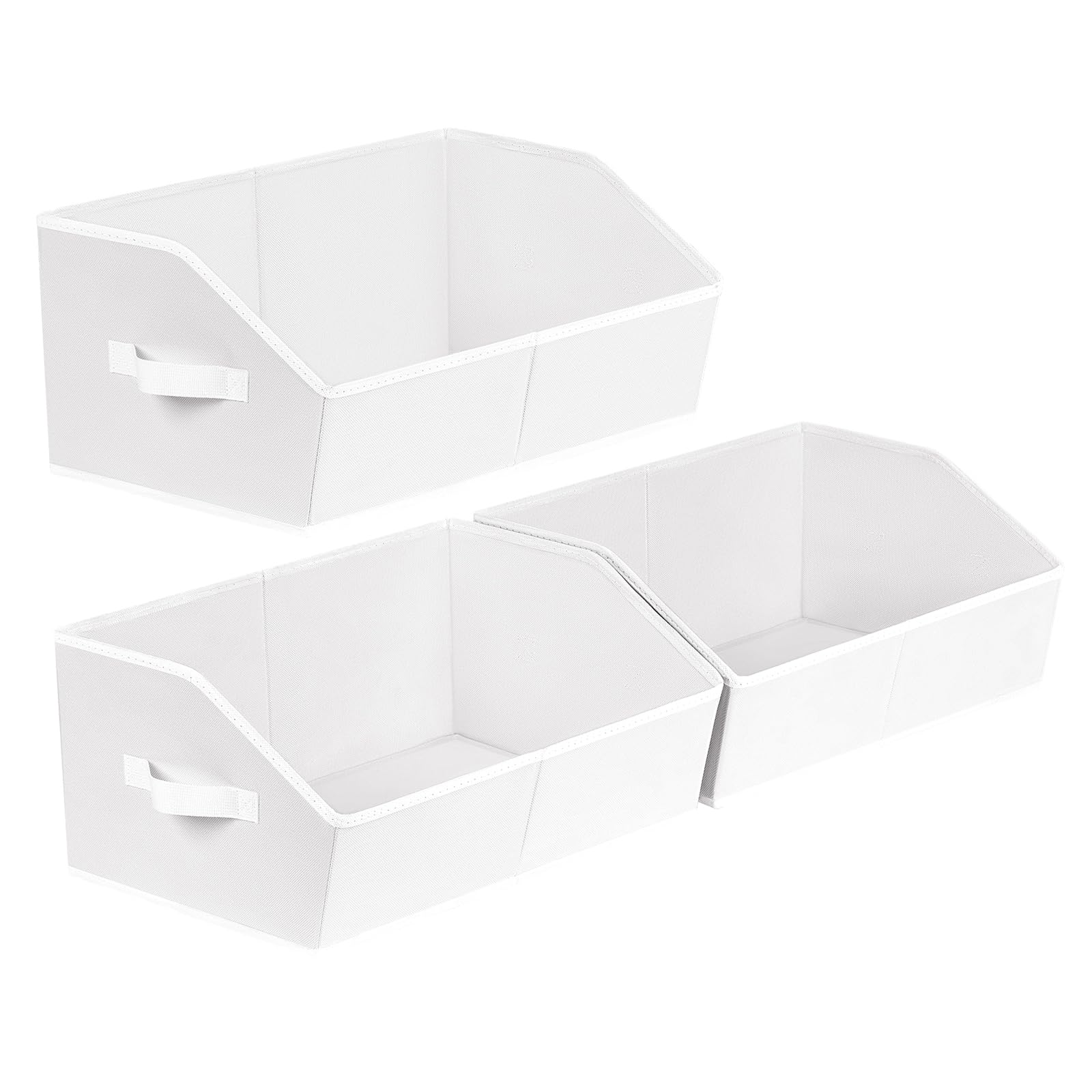 Closet Organizers Bins 6 Packs - Large Closet Shelf Organizer with Handles, Fabric Trapezoid Storage Bins, Collapsible Storage Cubes for Clothes, Towels, Light Gray