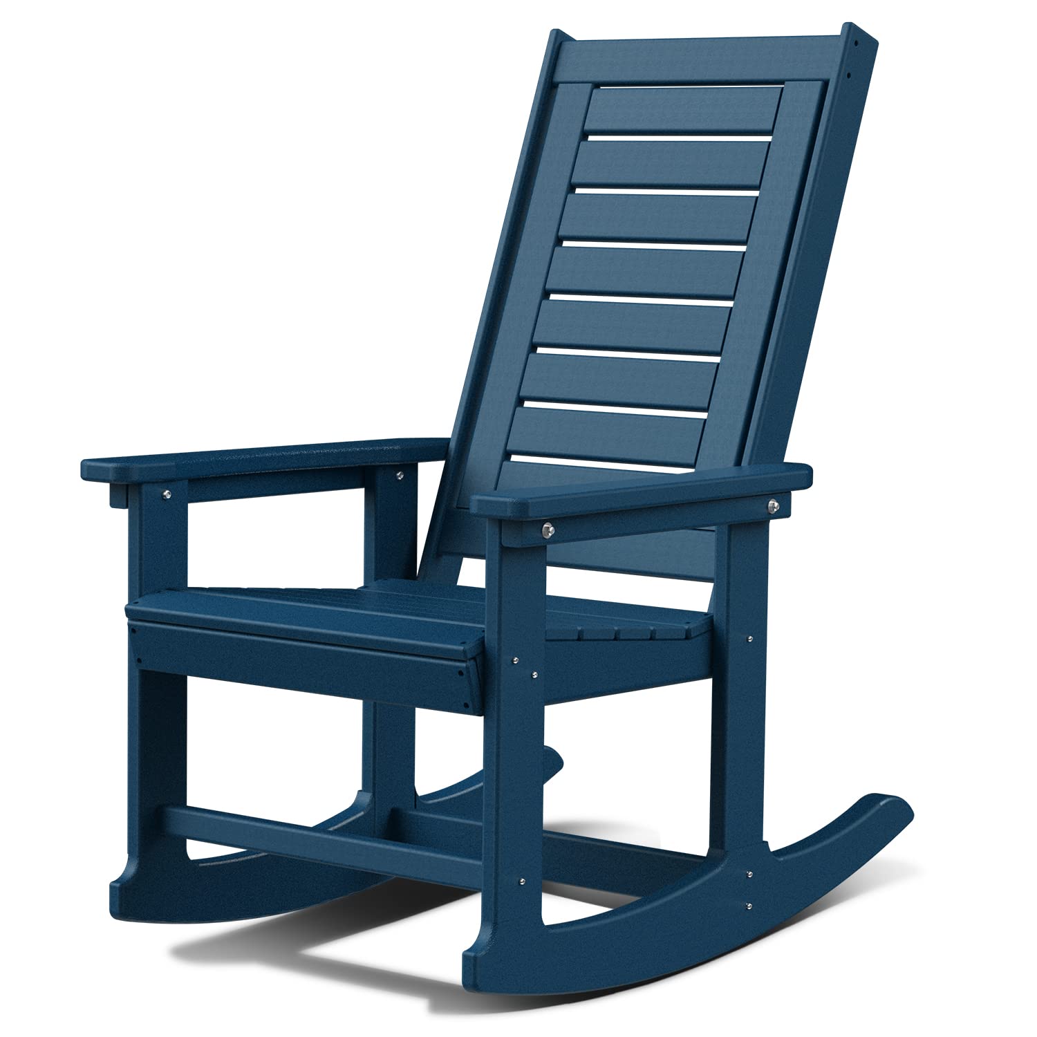 GREENVINES Outdoor Rocking Chairs | Set of 2 | Porch Rocker | HDPE Plastic | Black | Oversized Rockers | High Back | Big & Tall | Ladder Back | for Patio Outside Backyard Balcony