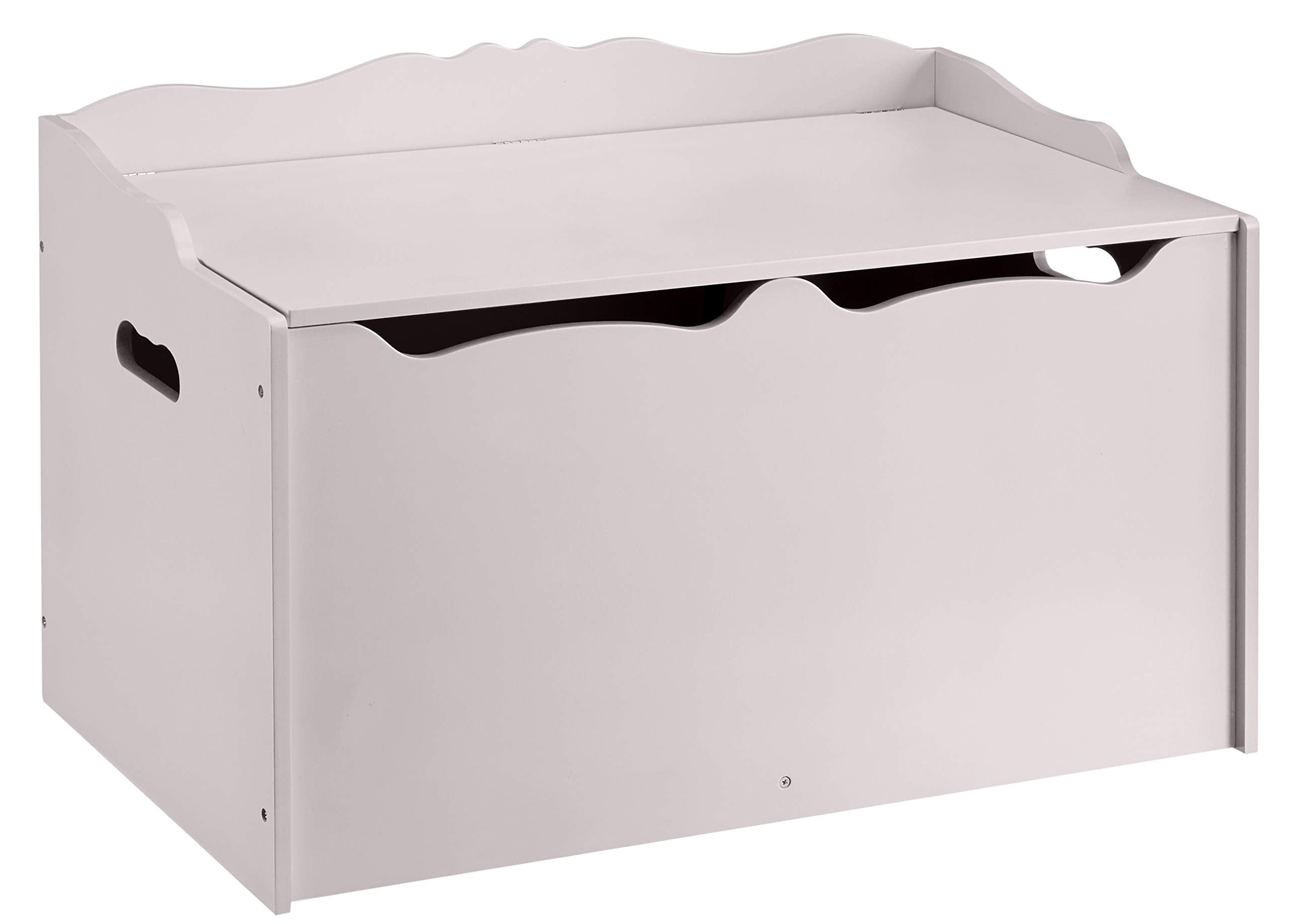 Amazon Basics Kids Wooden Toy Storage Chest with Safety Lid, Spacious Organizer for Bedroom, White, 30" x 18" x 19"
