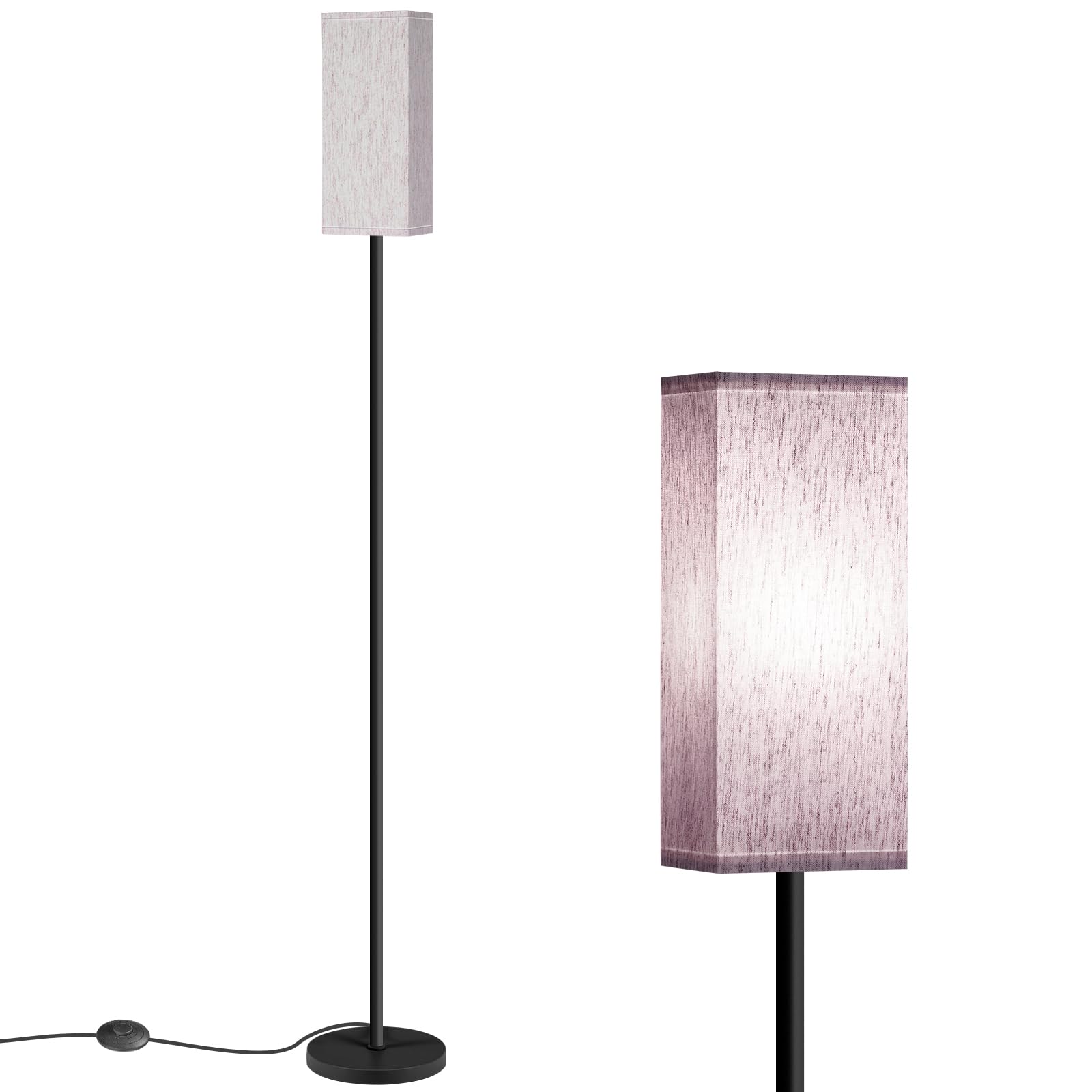 Set of 2 Floor Lamps for Living Room, Modern Tall Standing Lamps with Foot Switches, Bulb Not Included, 64.6'', for Living Room, Bedroom, Kids Room, ETL Listed, Beige and Black E07LDP205W1