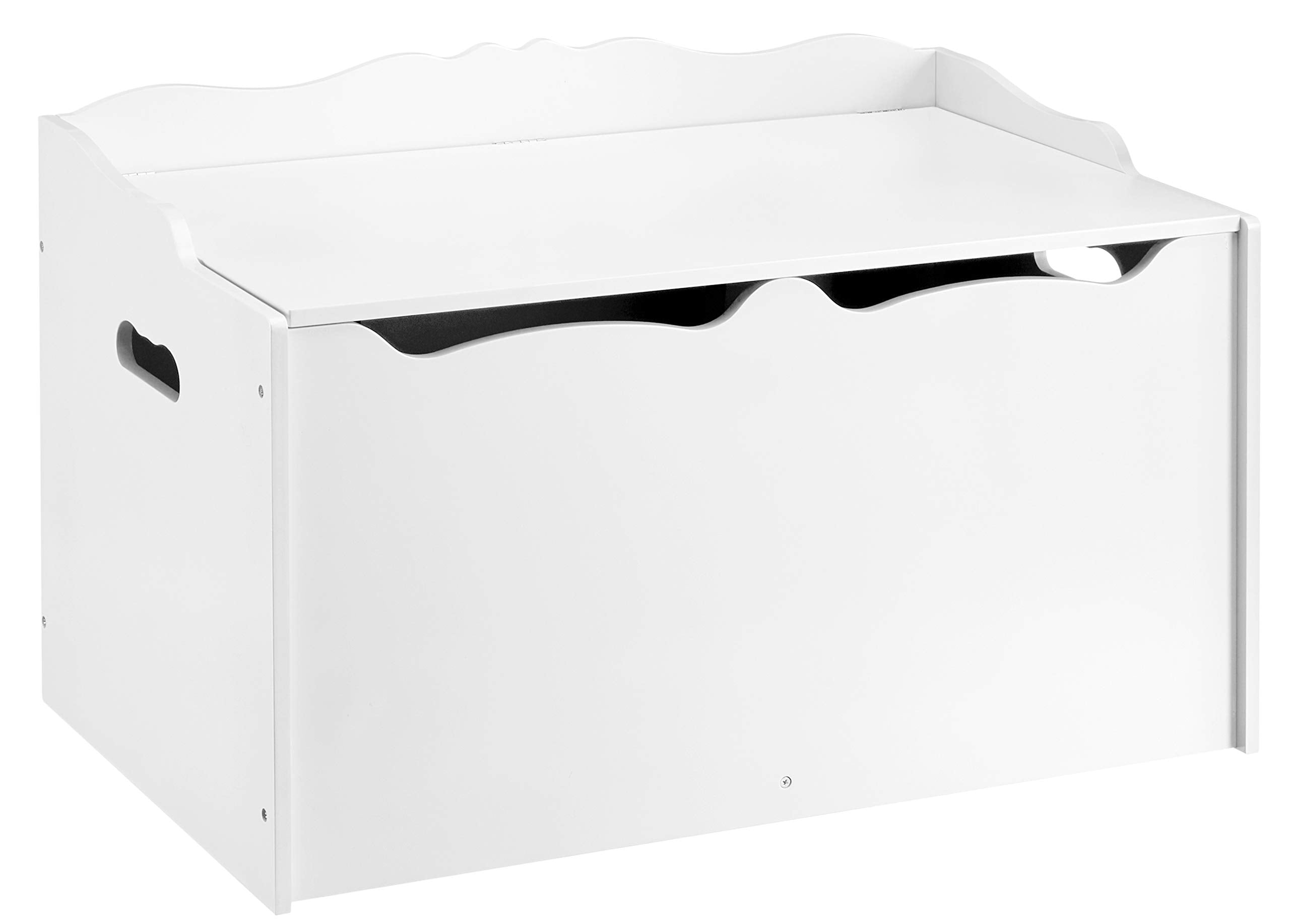 Amazon Basics Kids Wooden Toy Storage Chest with Safety Lid, Spacious Organizer for Bedroom, White, 30" x 18" x 19"