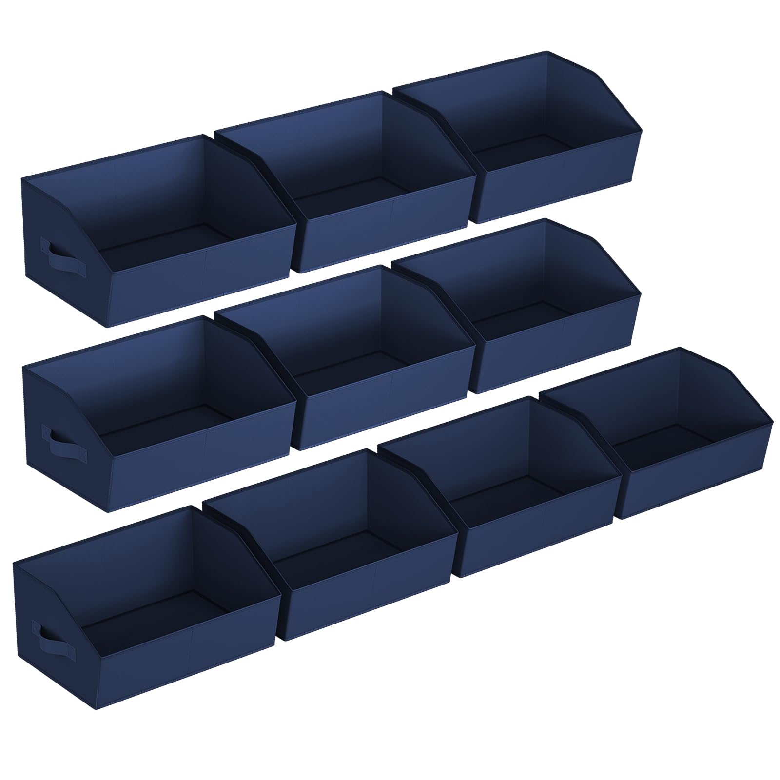 Closet Organizers Bins 6 Packs - Large Closet Shelf Organizer with Handles, Fabric Trapezoid Storage Bins, Collapsible Storage Cubes for Clothes, Towels, Light Gray