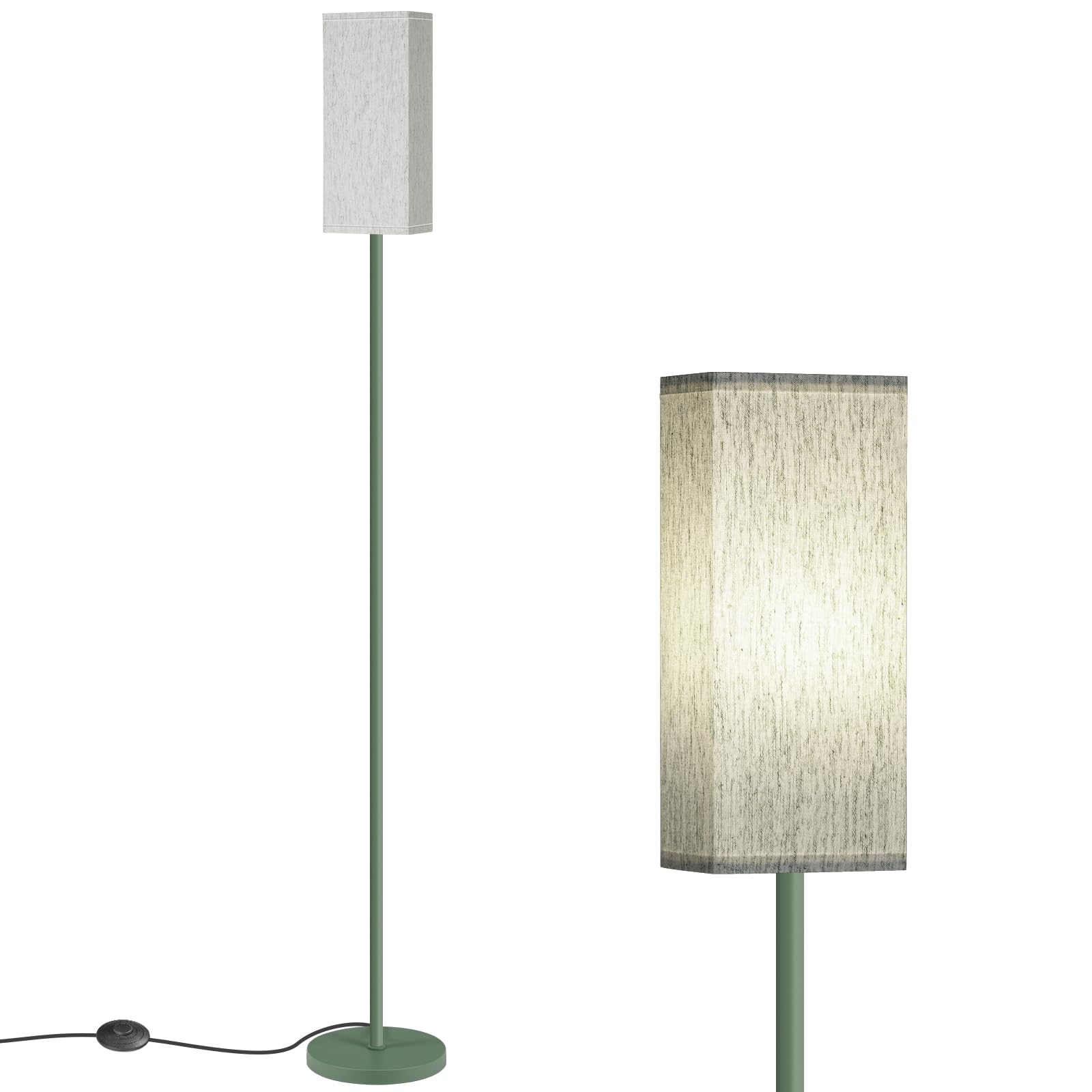 Set of 2 Floor Lamps for Living Room, Modern Tall Standing Lamps with Foot Switches, Bulb Not Included, 64.6'', for Living Room, Bedroom, Kids Room, ETL Listed, Beige and Black E07LDP205W1