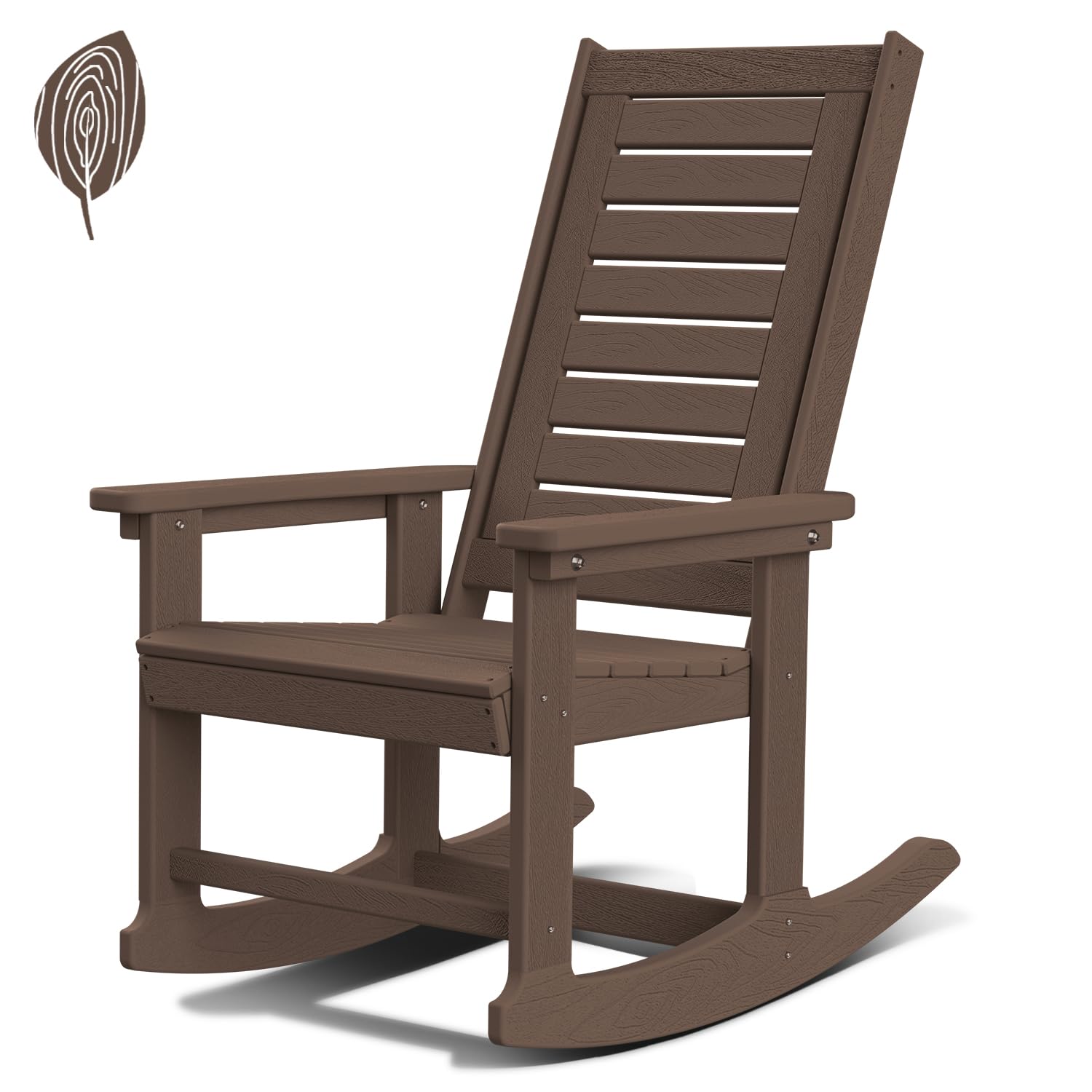 GREENVINES Outdoor Rocking Chairs | Set of 2 | Porch Rocker | HDPE Plastic | Black | Oversized Rockers | High Back | Big & Tall | Ladder Back | for Patio Outside Backyard Balcony