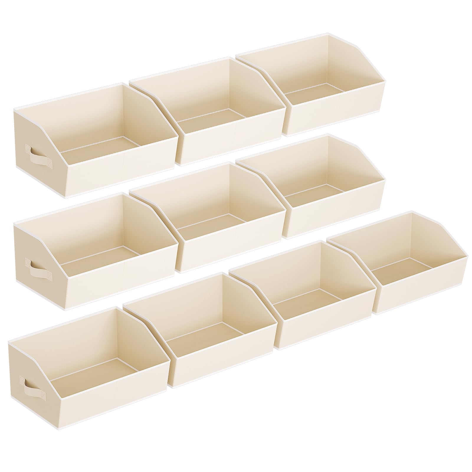 Closet Organizers Bins 6 Packs - Large Closet Shelf Organizer with Handles, Fabric Trapezoid Storage Bins, Collapsible Storage Cubes for Clothes, Towels, Light Gray