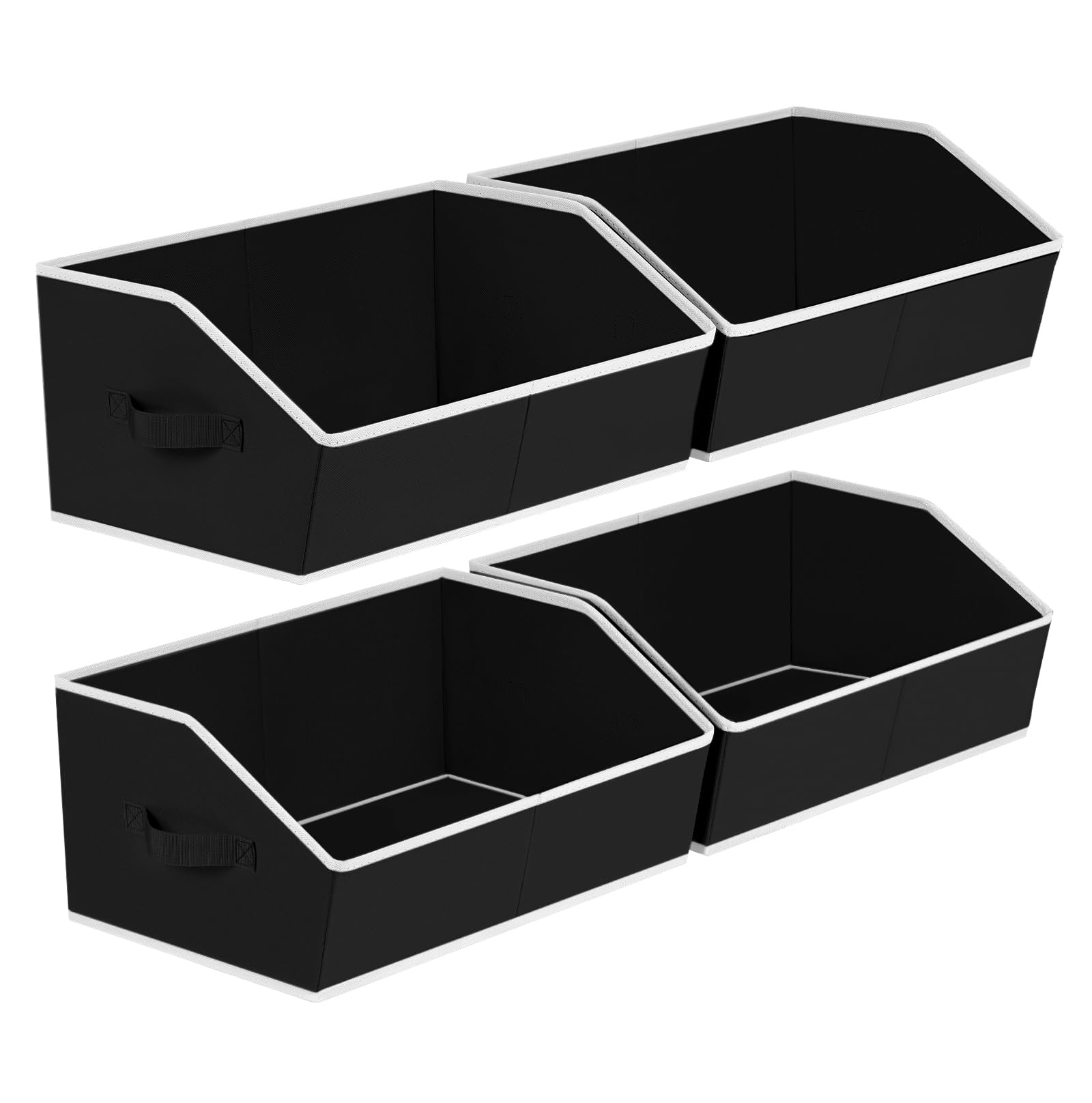 Closet Organizers Bins 6 Packs - Large Closet Shelf Organizer with Handles, Fabric Trapezoid Storage Bins, Collapsible Storage Cubes for Clothes, Towels, Light Gray
