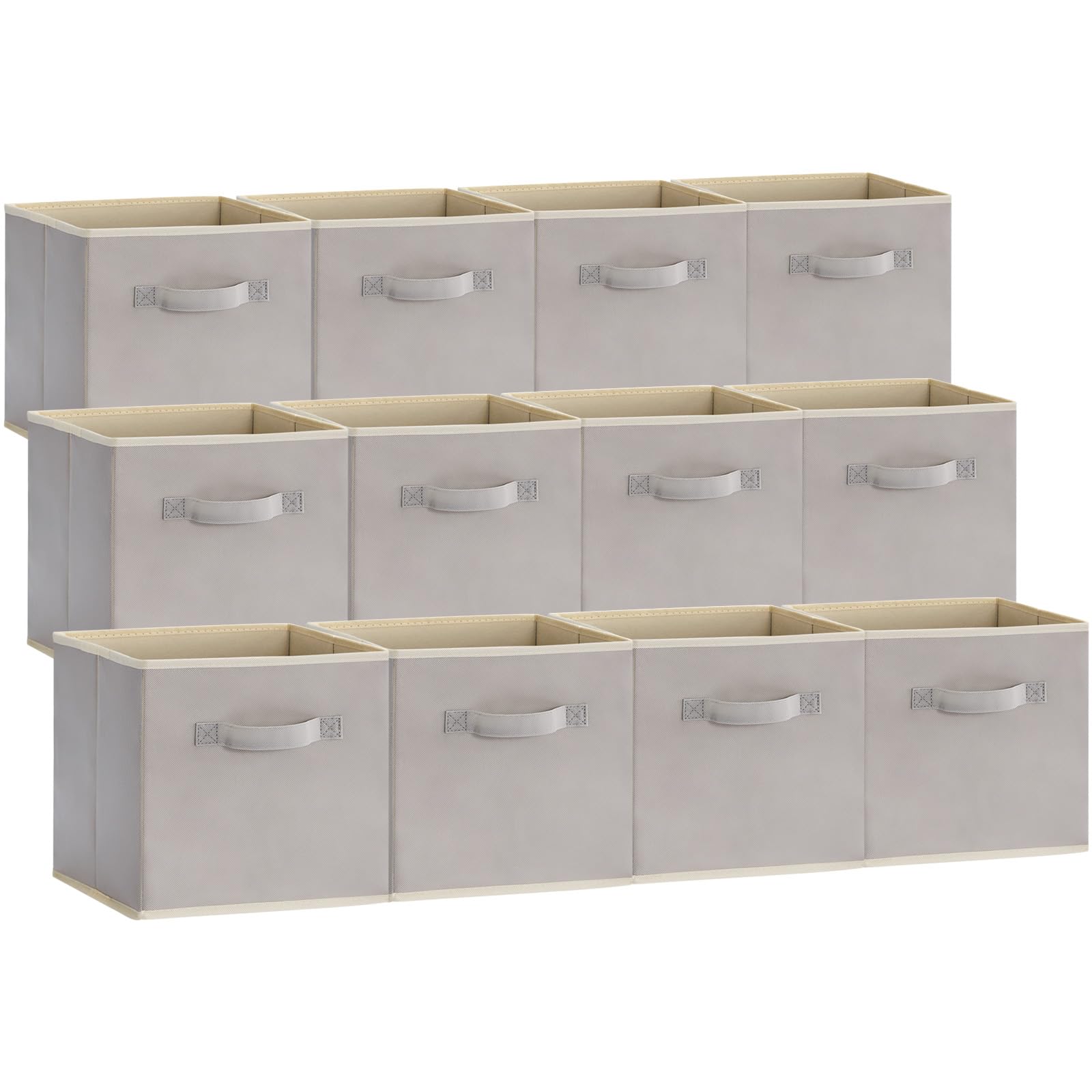 Lifewit Storage Cubes, Foldable Decorative Fabric Storage Baskets for Organizing Home Organizers with Handles for Shelves, Closet, 11 Inch Bins, 18L Gray, 12 Packs