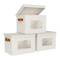 Univivi Fabric Foldable Storage Boxes [4-Pack] Large Collapsible Stackable Storage Bins with Lids, Closet Organizers and Storage Cube Basket for Home, Office, Bedroom (Gray, 17“ x 12” x 12")