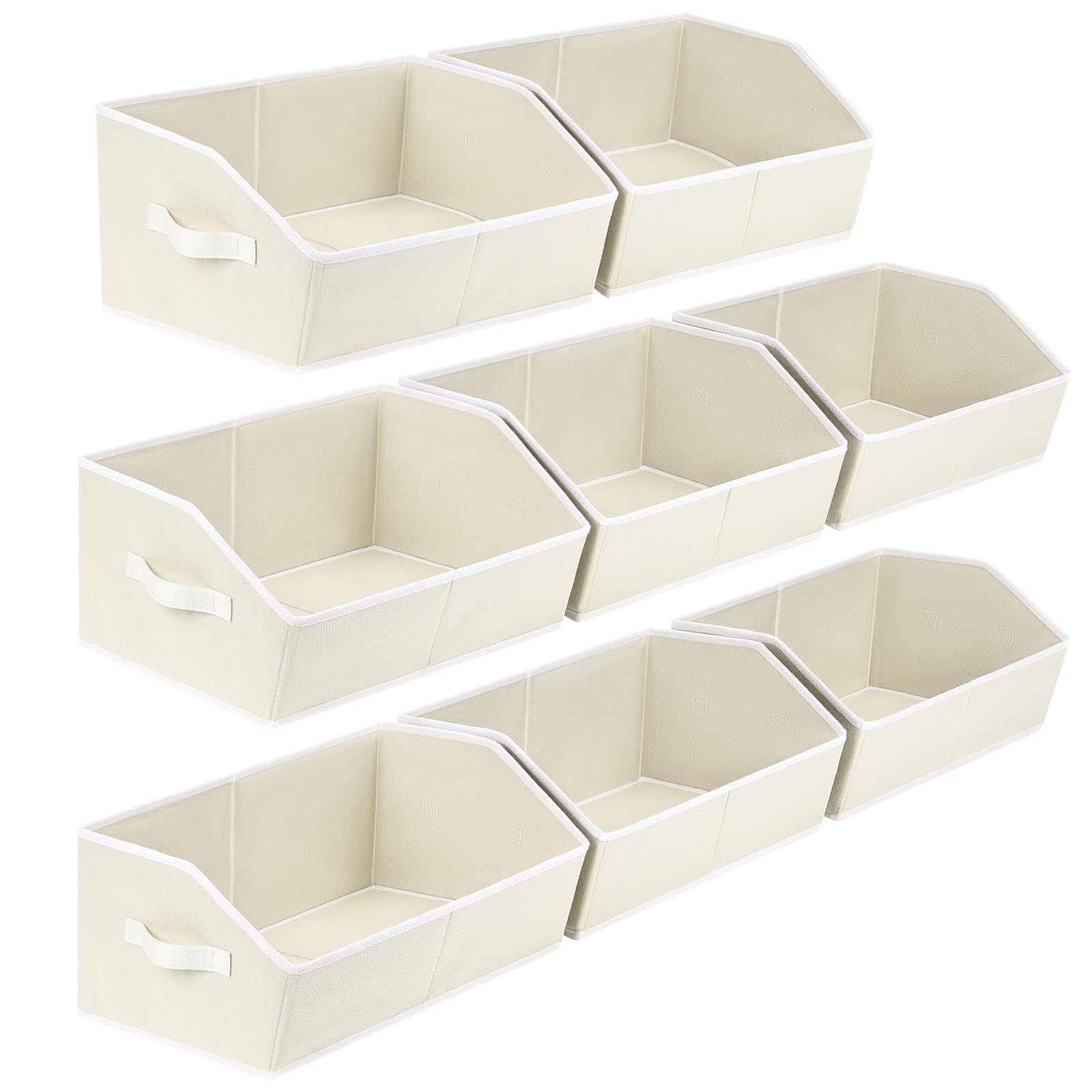 Closet Organizers Bins 6 Packs - Large Closet Shelf Organizer with Handles, Fabric Trapezoid Storage Bins, Collapsible Storage Cubes for Clothes, Towels, Light Gray