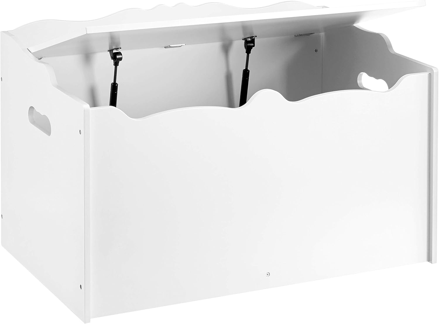 Amazon Basics Kids Wooden Toy Storage Chest with Safety Lid, Spacious Organizer for Bedroom, White, 30" x 18" x 19"