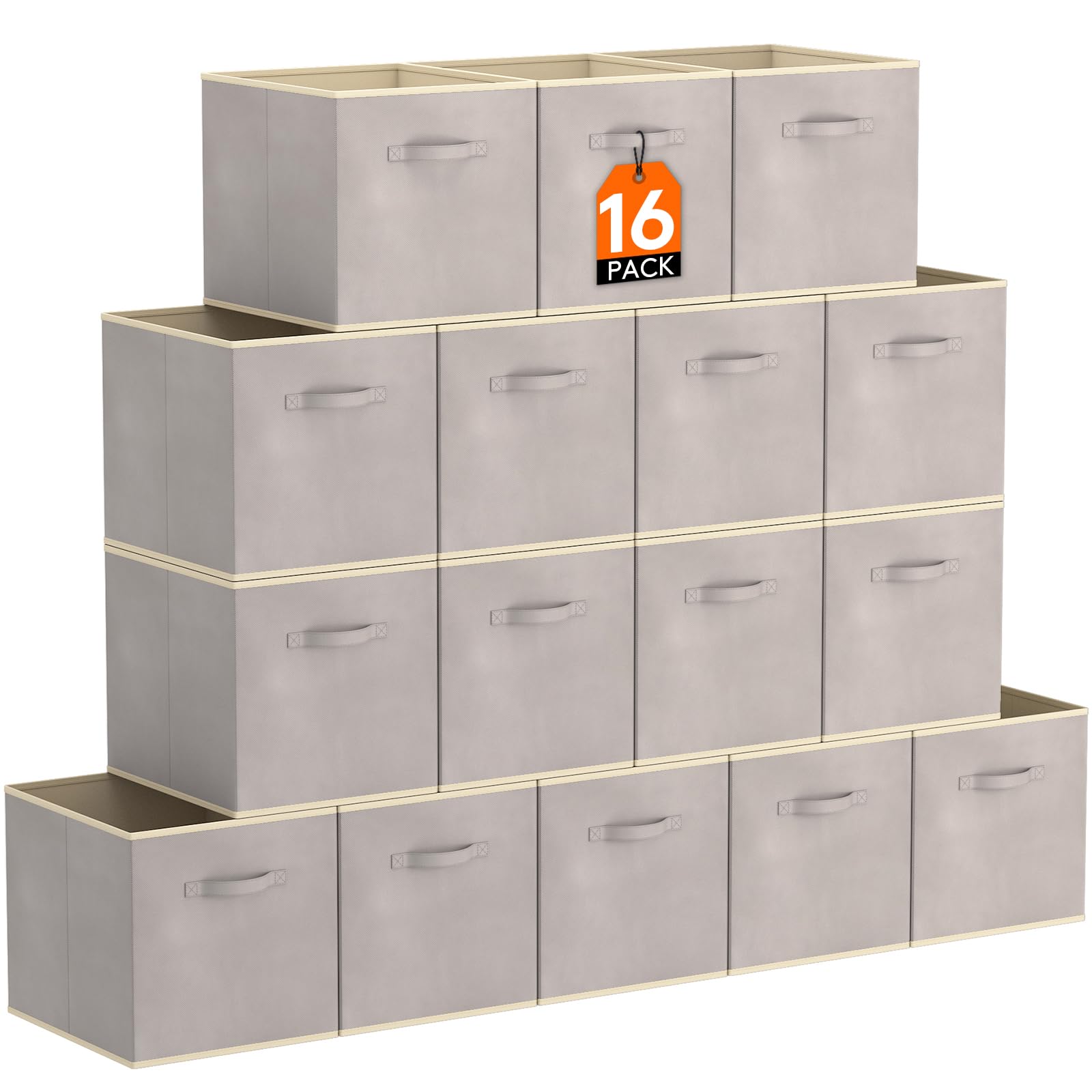 Lifewit Storage Cubes, Foldable Decorative Fabric Storage Baskets for Organizing Home Organizers with Handles for Shelves, Closet, 11 Inch Bins, 18L Gray, 12 Packs
