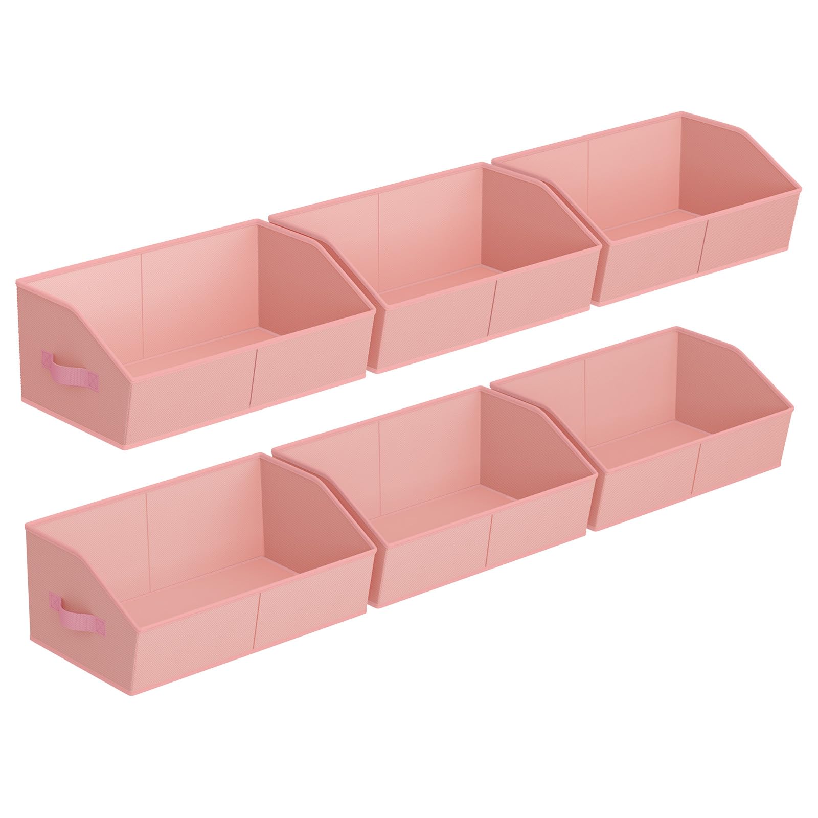 Closet Organizers Bins 6 Packs - Large Closet Shelf Organizer with Handles, Fabric Trapezoid Storage Bins, Collapsible Storage Cubes for Clothes, Towels, Light Gray