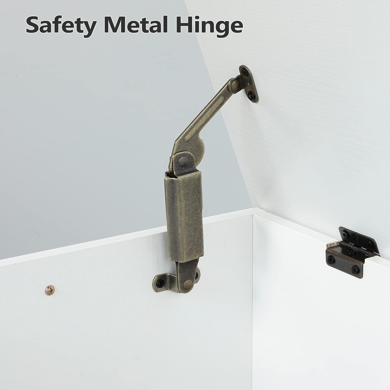 39.4" Toy Chest, Sturdy Entryway Storage Chest with Safety Hinges, Retro Toy Box, Wooden Look Accent Furniture for Living Room, Bedroom, White SCWT48101Z1