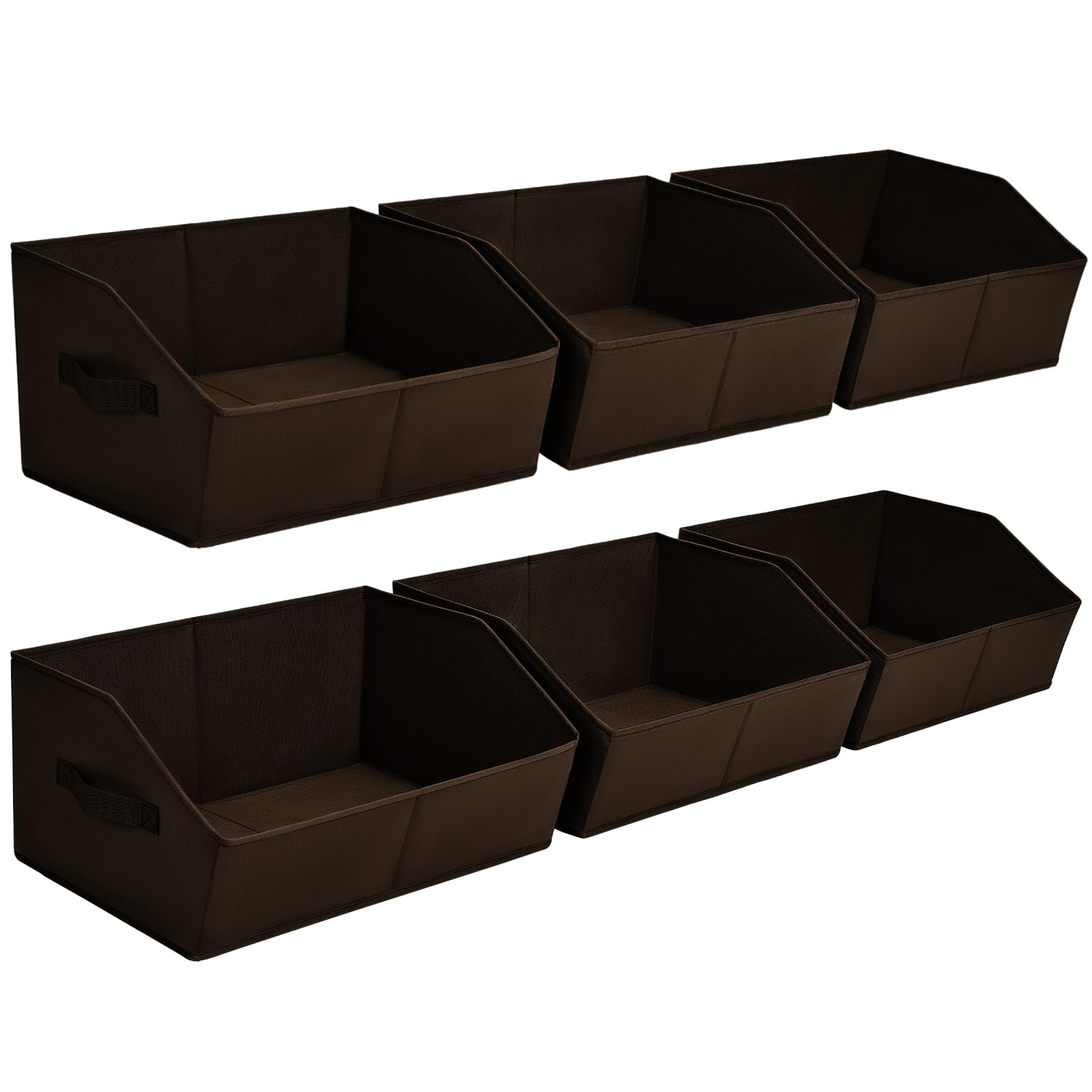 Closet Organizers Bins 6 Packs - Large Closet Shelf Organizer with Handles, Fabric Trapezoid Storage Bins, Collapsible Storage Cubes for Clothes, Towels, Light Gray
