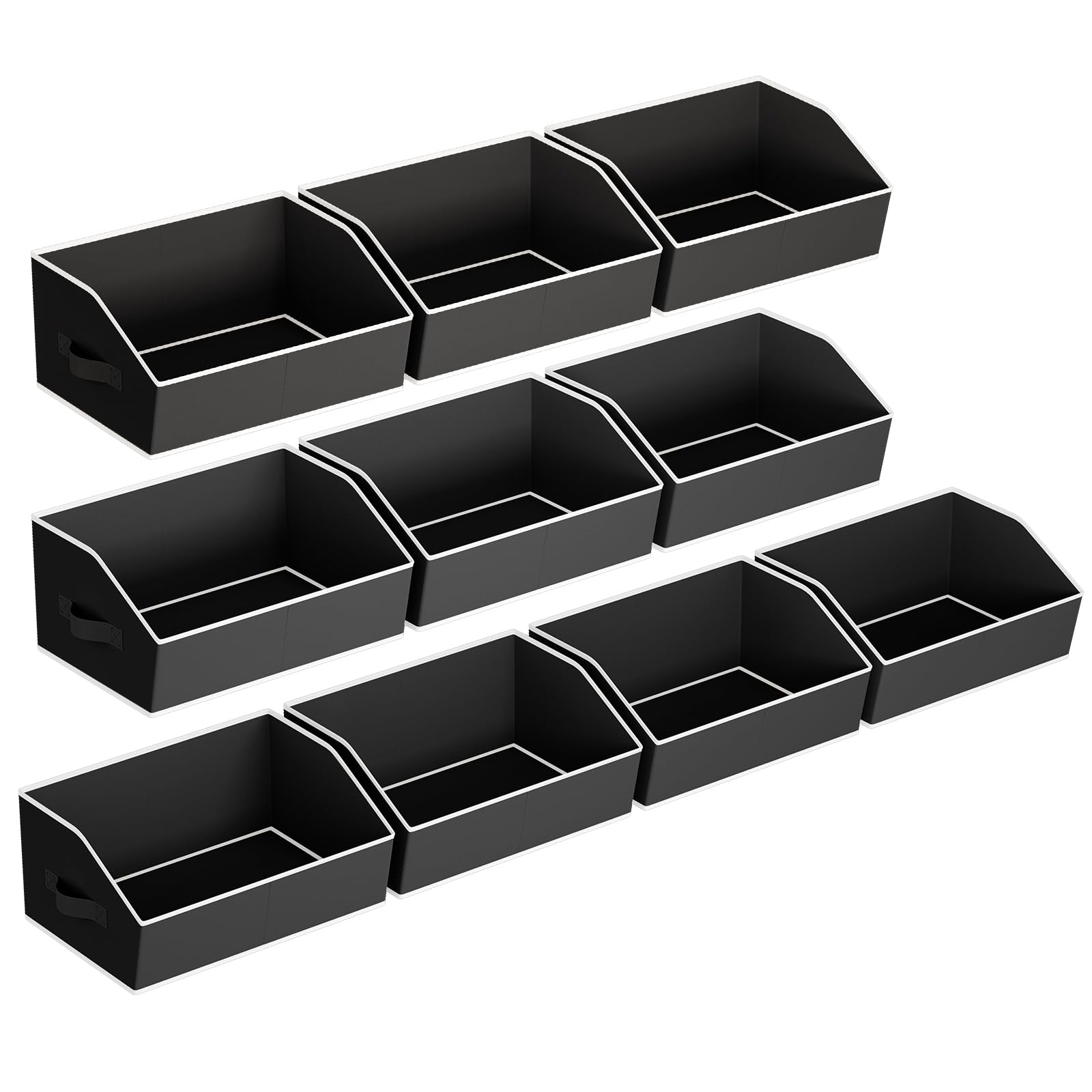 Closet Organizers Bins 6 Packs - Large Closet Shelf Organizer with Handles, Fabric Trapezoid Storage Bins, Collapsible Storage Cubes for Clothes, Towels, Light Gray