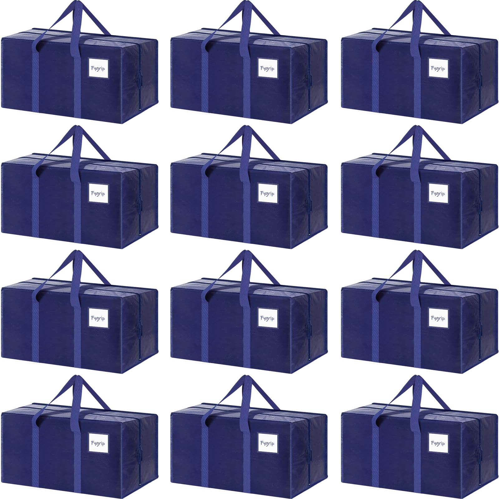 6 Pack Extra Heavy Duty Large Moving Bags with Strong Zipper & Comfortable Handles, Sturdy & Durable Clothes Storage Bags Totes Bins, Blue Packing Moving Boxes for College Supplies, Dark Blue