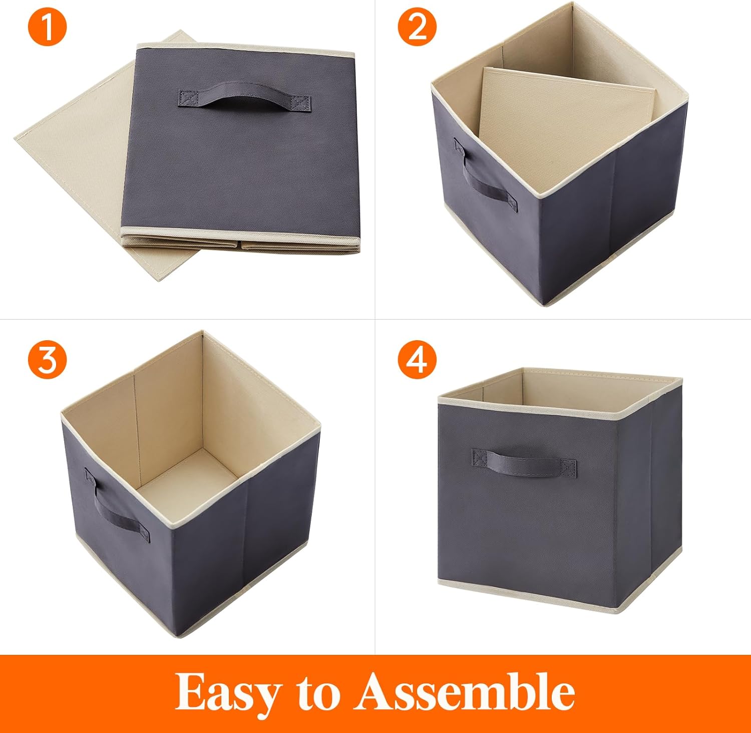 Lifewit Storage Cubes, Foldable Decorative Fabric Storage Baskets for Organizing Home Organizers with Handles for Shelves, Closet, 11 Inch Bins, 18L Gray, 12 Packs