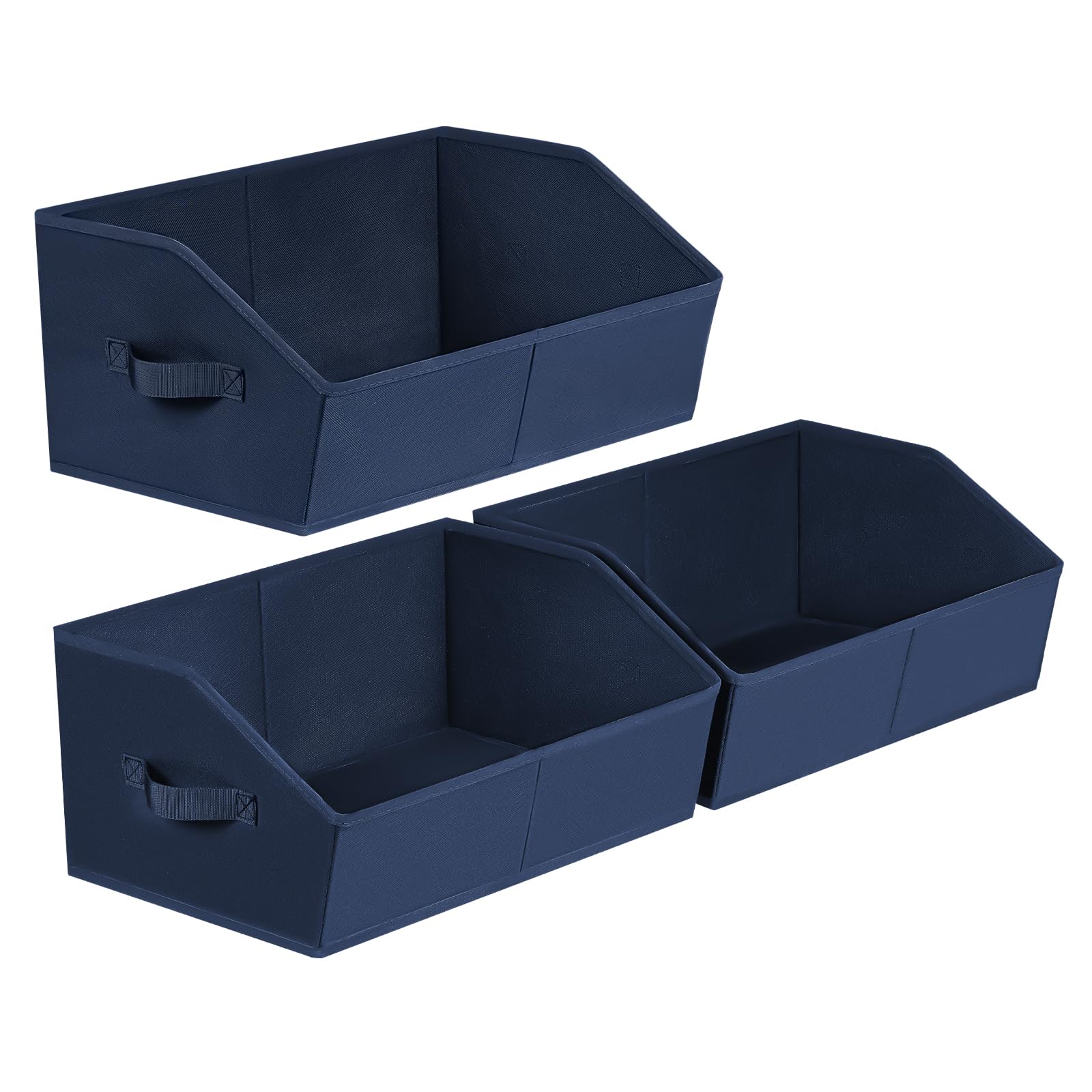 Closet Organizers Bins 6 Packs - Large Closet Shelf Organizer with Handles, Fabric Trapezoid Storage Bins, Collapsible Storage Cubes for Clothes, Towels, Light Gray
