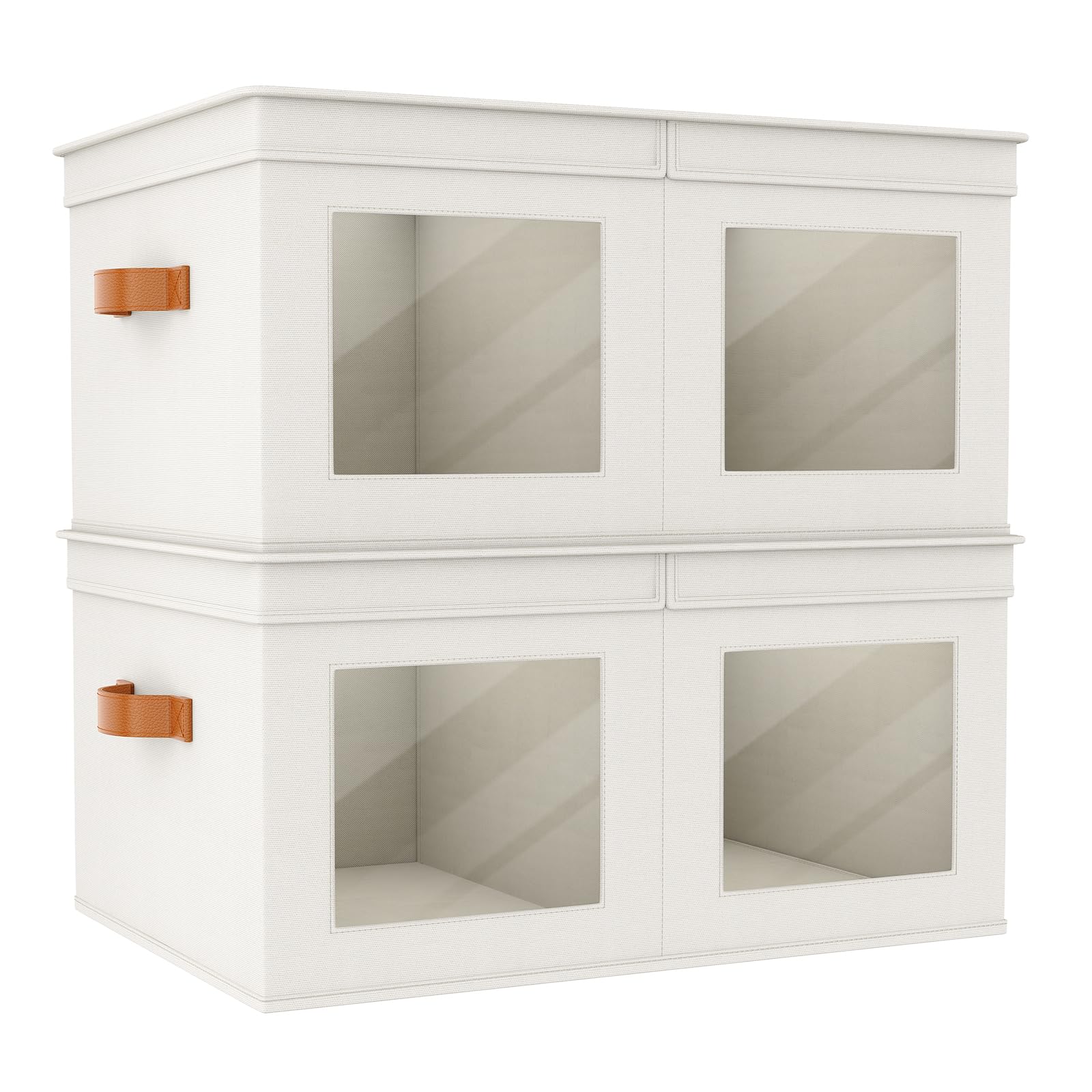 Univivi Fabric Foldable Storage Boxes [4-Pack] Large Collapsible Stackable Storage Bins with Lids, Closet Organizers and Storage Cube Basket for Home, Office, Bedroom (Gray, 17“ x 12” x 12")