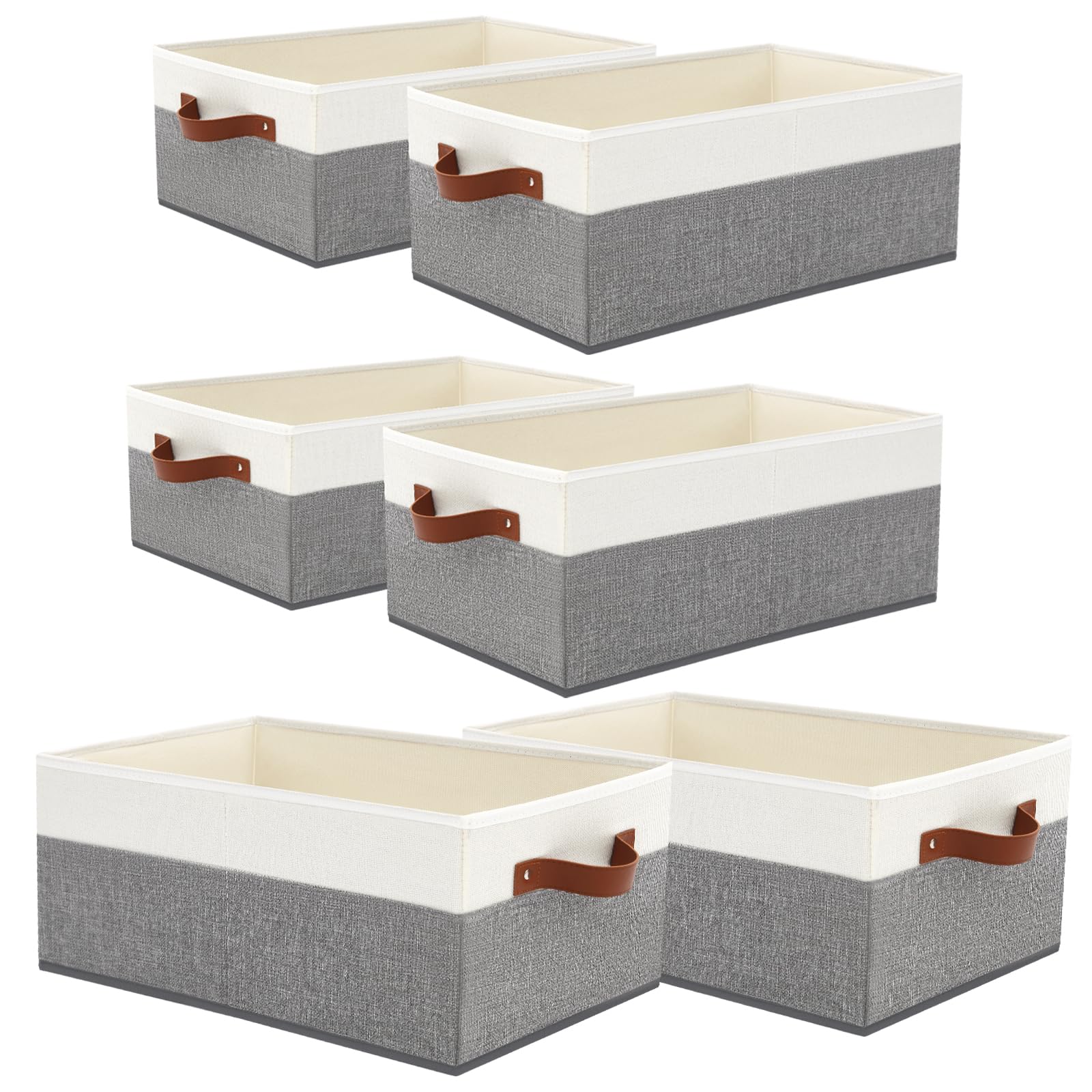 3 Pack Large Capacity Storage Bins Closet Organizer for Shelves, Fabric Closet Storage Baskets Boxes with Leather Handles for Organizing Clothes, Sheets, Jeans, Toys, Books (Green)