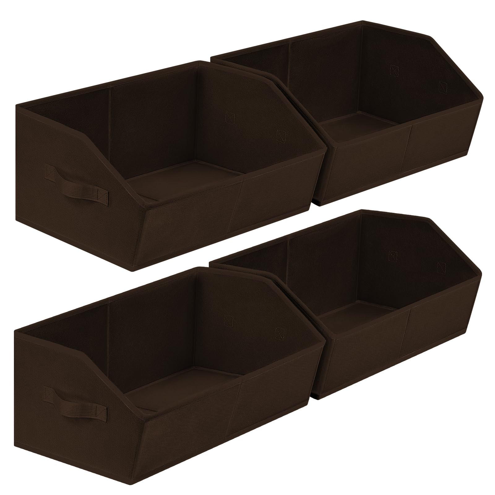 Closet Organizers Bins 6 Packs - Large Closet Shelf Organizer with Handles, Fabric Trapezoid Storage Bins, Collapsible Storage Cubes for Clothes, Towels, Light Gray