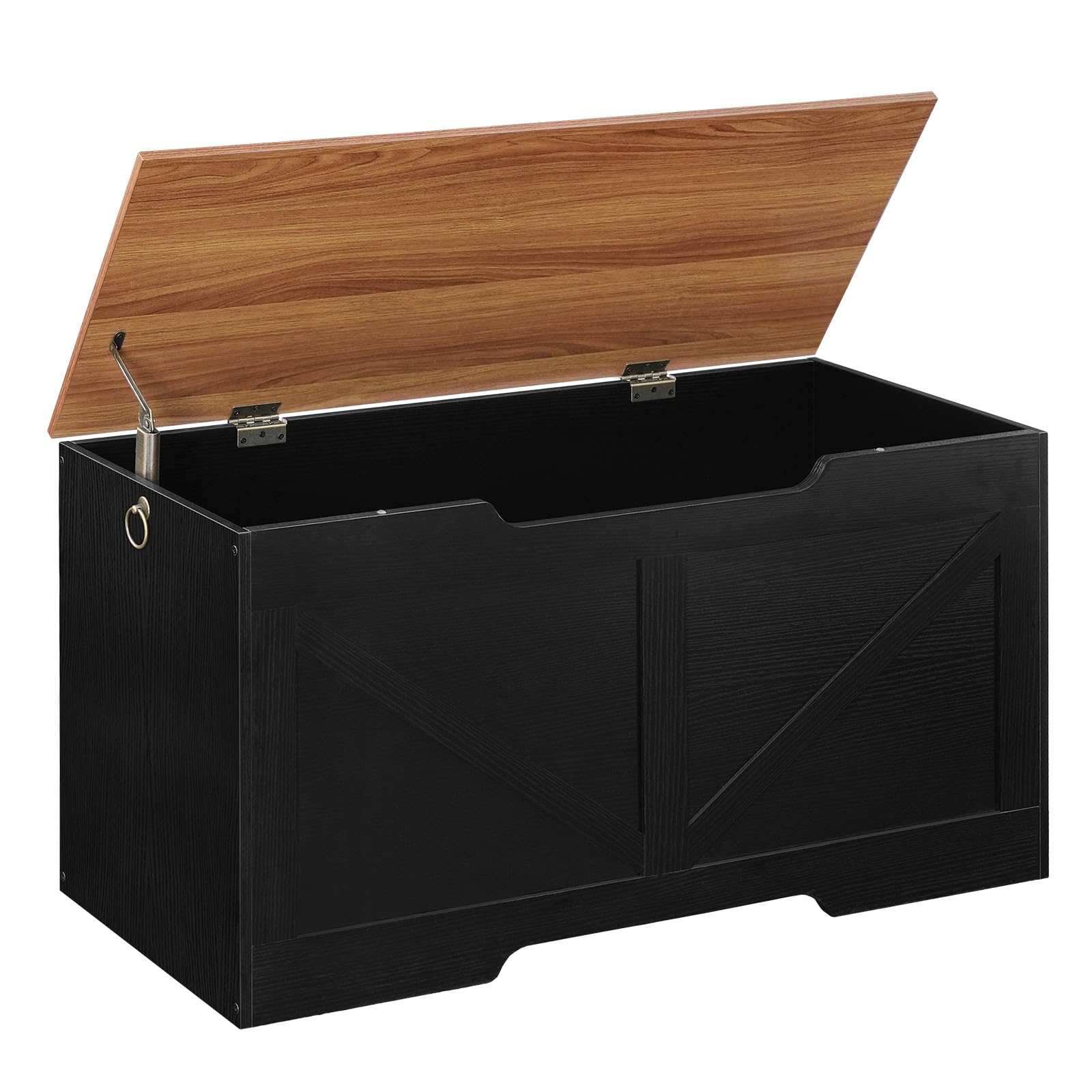 HOOBRO Storage Bench, 39.4” Retro Wooden Storage Chest with U-Shaped Cut-Out Pull, Safety Hinge, Supports 220 lb and Easy Assembly for Toy Box Organizer (Rustic Brown) BF771CW01