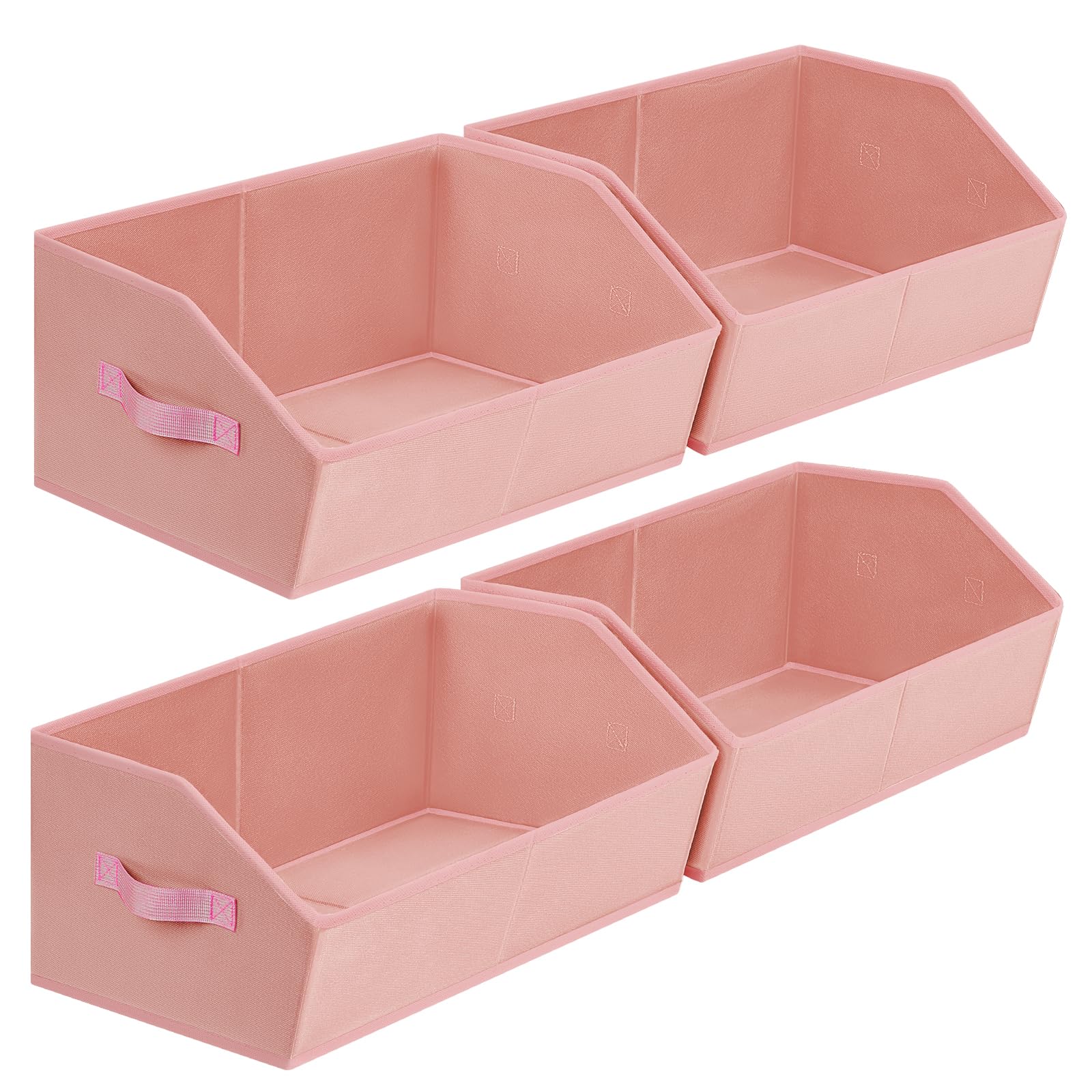 Closet Organizers Bins 6 Packs - Large Closet Shelf Organizer with Handles, Fabric Trapezoid Storage Bins, Collapsible Storage Cubes for Clothes, Towels, Light Gray