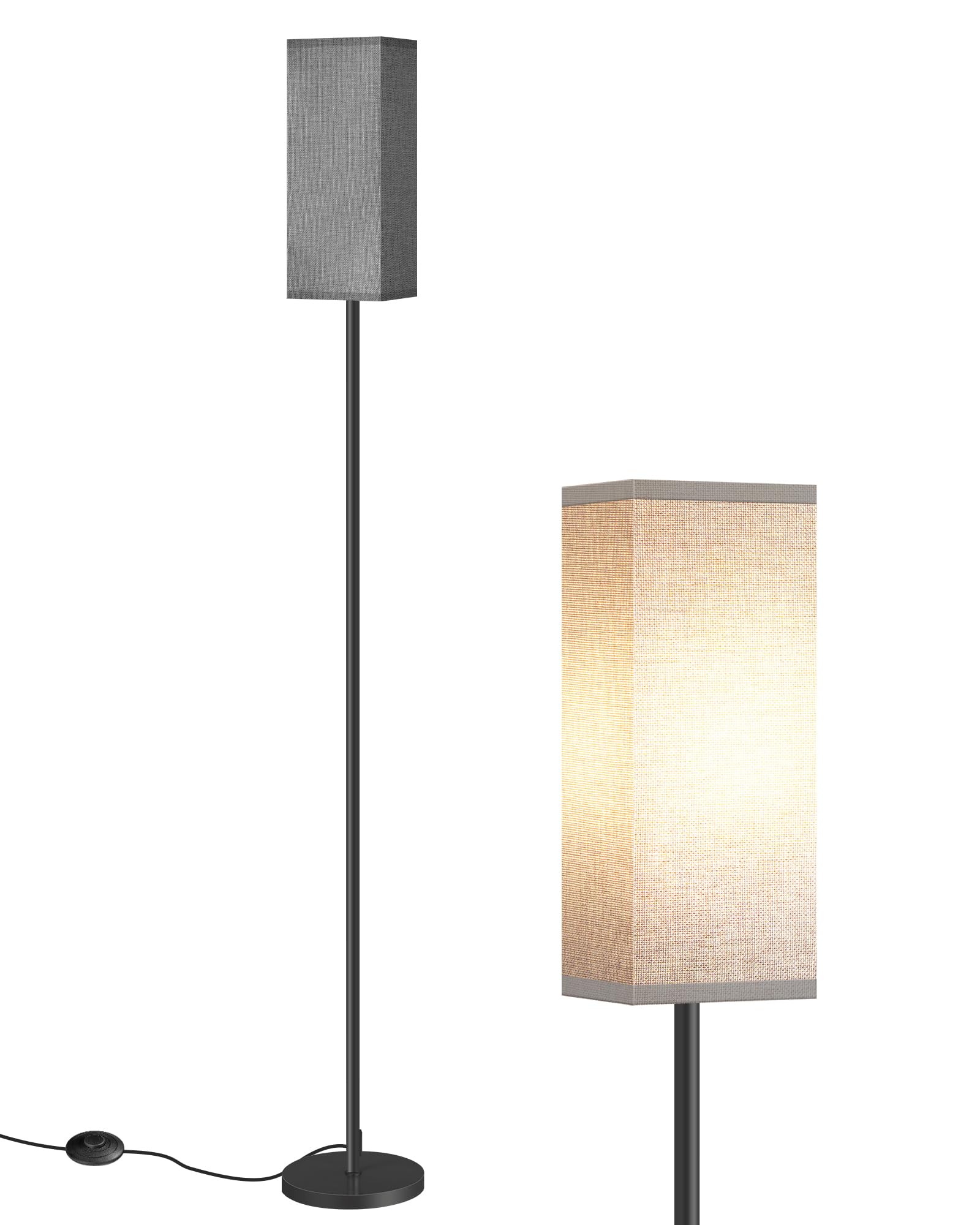 Set of 2 Floor Lamps for Living Room, Modern Tall Standing Lamps with Foot Switches, Bulb Not Included, 64.6'', for Living Room, Bedroom, Kids Room, ETL Listed, Beige and Black E07LDP205W1