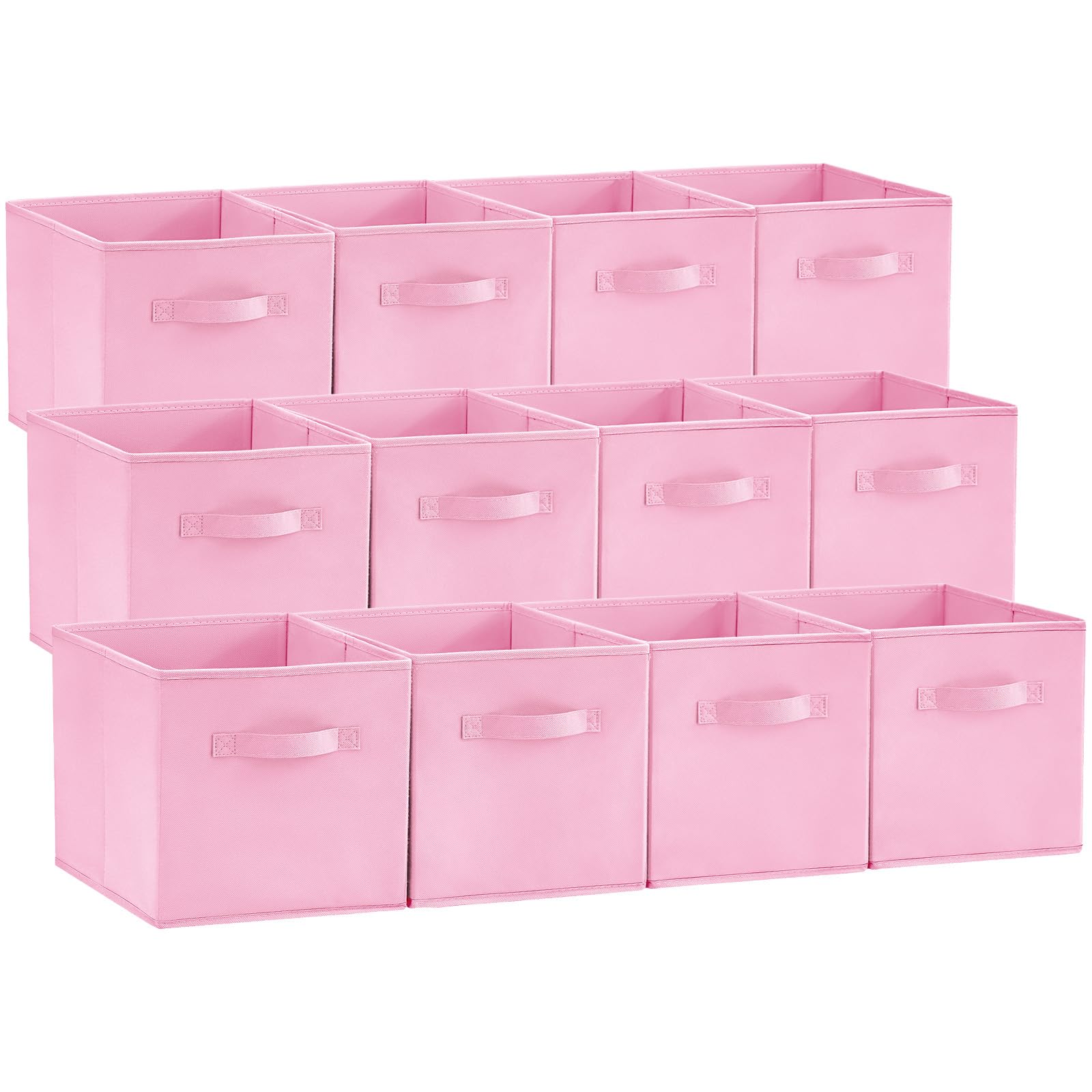 Lifewit Storage Cubes, Foldable Decorative Fabric Storage Baskets for Organizing Home Organizers with Handles for Shelves, Closet, 11 Inch Bins, 18L Gray, 12 Packs