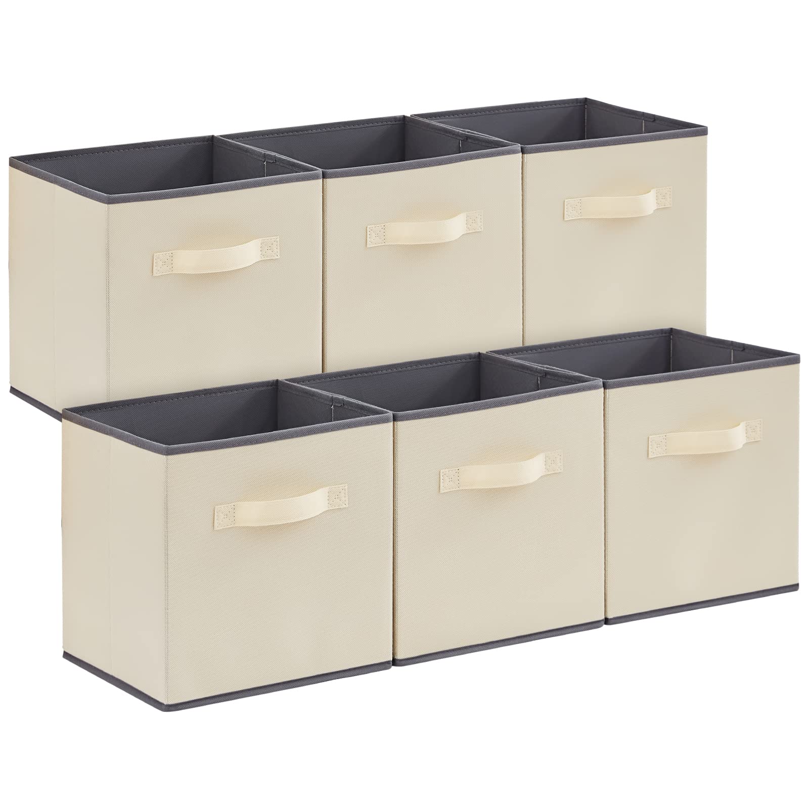 Lifewit Storage Cubes, Foldable Decorative Fabric Storage Baskets for Organizing Home Organizers with Handles for Shelves, Closet, 11 Inch Bins, 18L Gray, 12 Packs