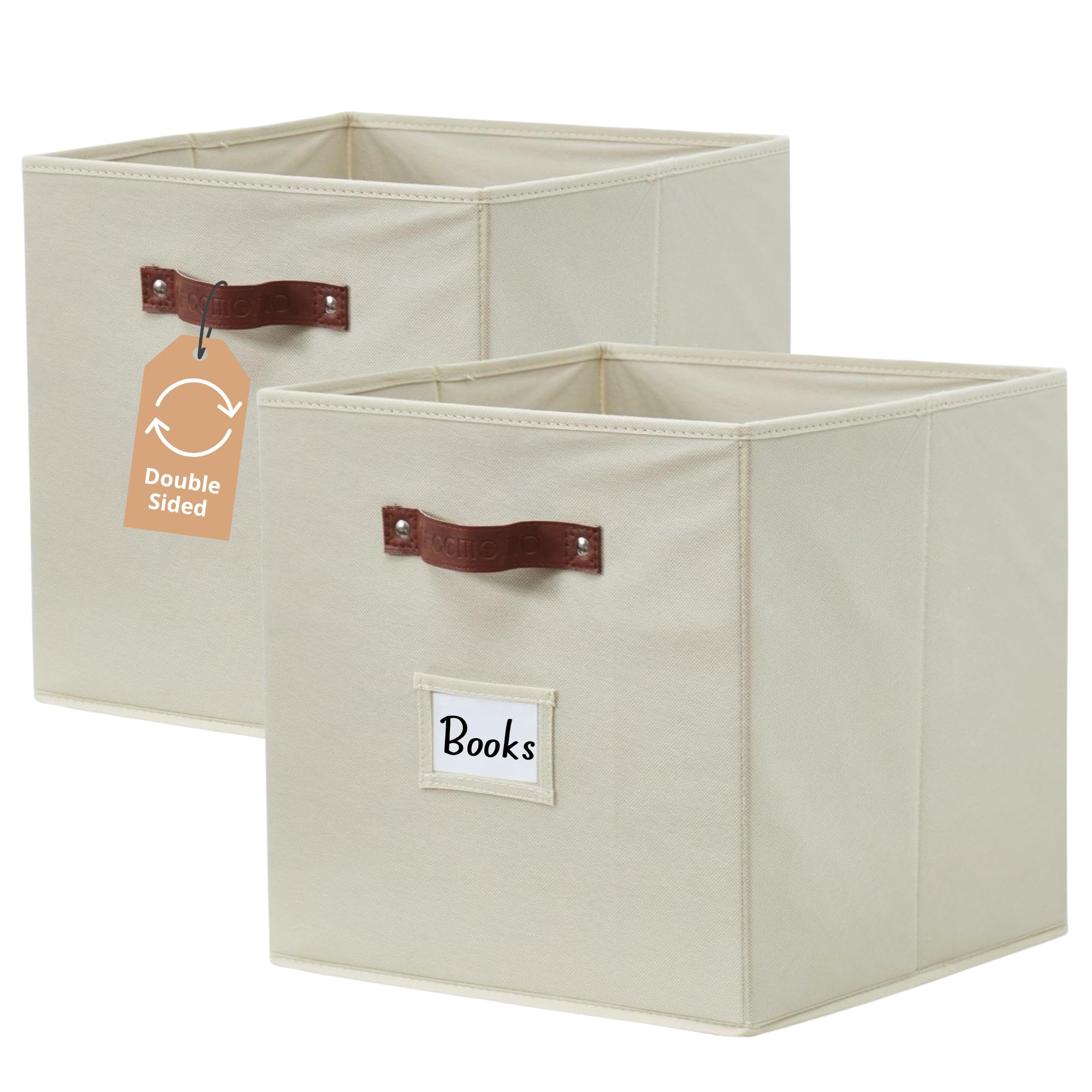 DECOMOMO Storage Bins, Cube Storage Bin with Labels, Fabric Storage Cubes for Shelves (10.5" x 11" / 6pcs, Sage Green)
