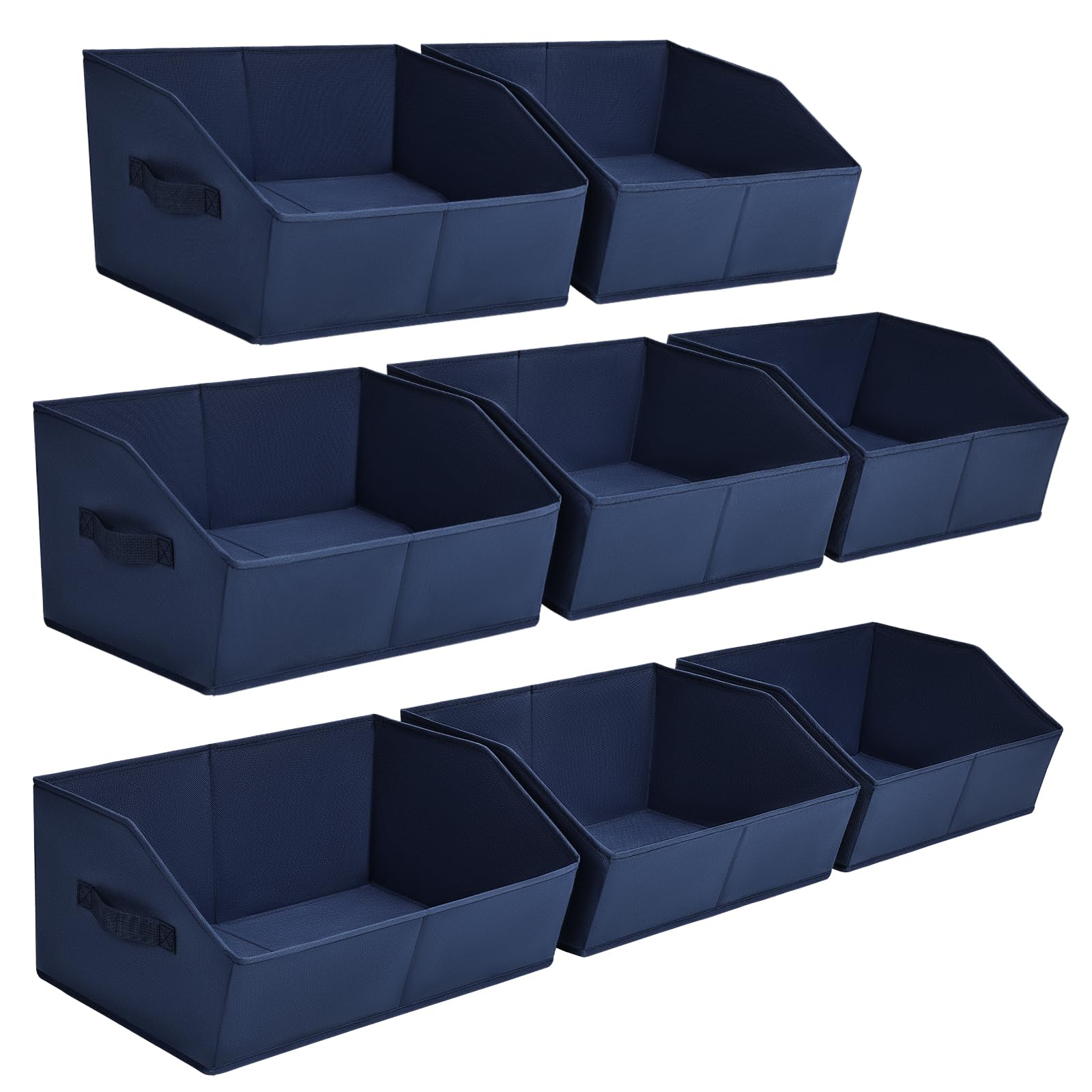 Closet Organizers Bins 6 Packs - Large Closet Shelf Organizer with Handles, Fabric Trapezoid Storage Bins, Collapsible Storage Cubes for Clothes, Towels, Light Gray